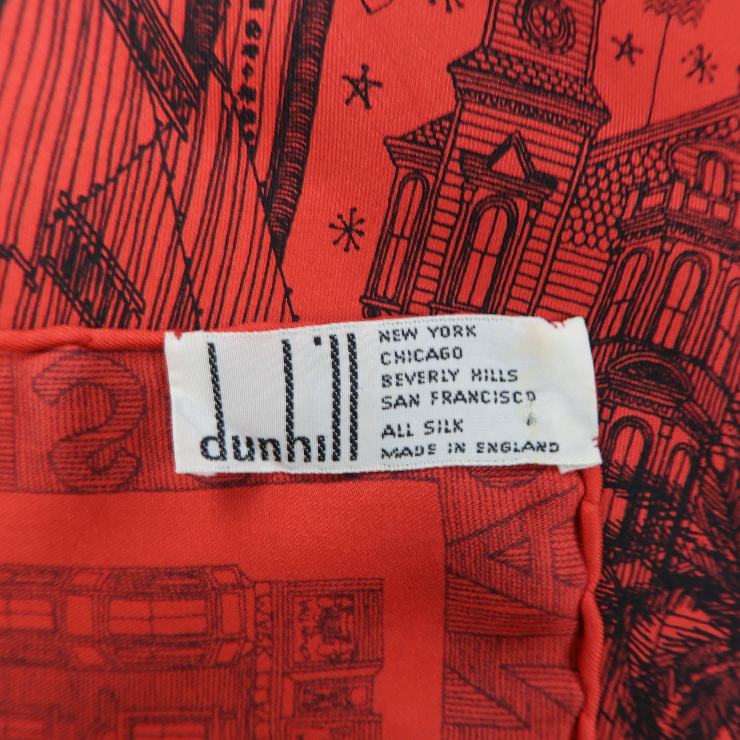 Dunhill Red and Black San Francisco Silk Scarf 5