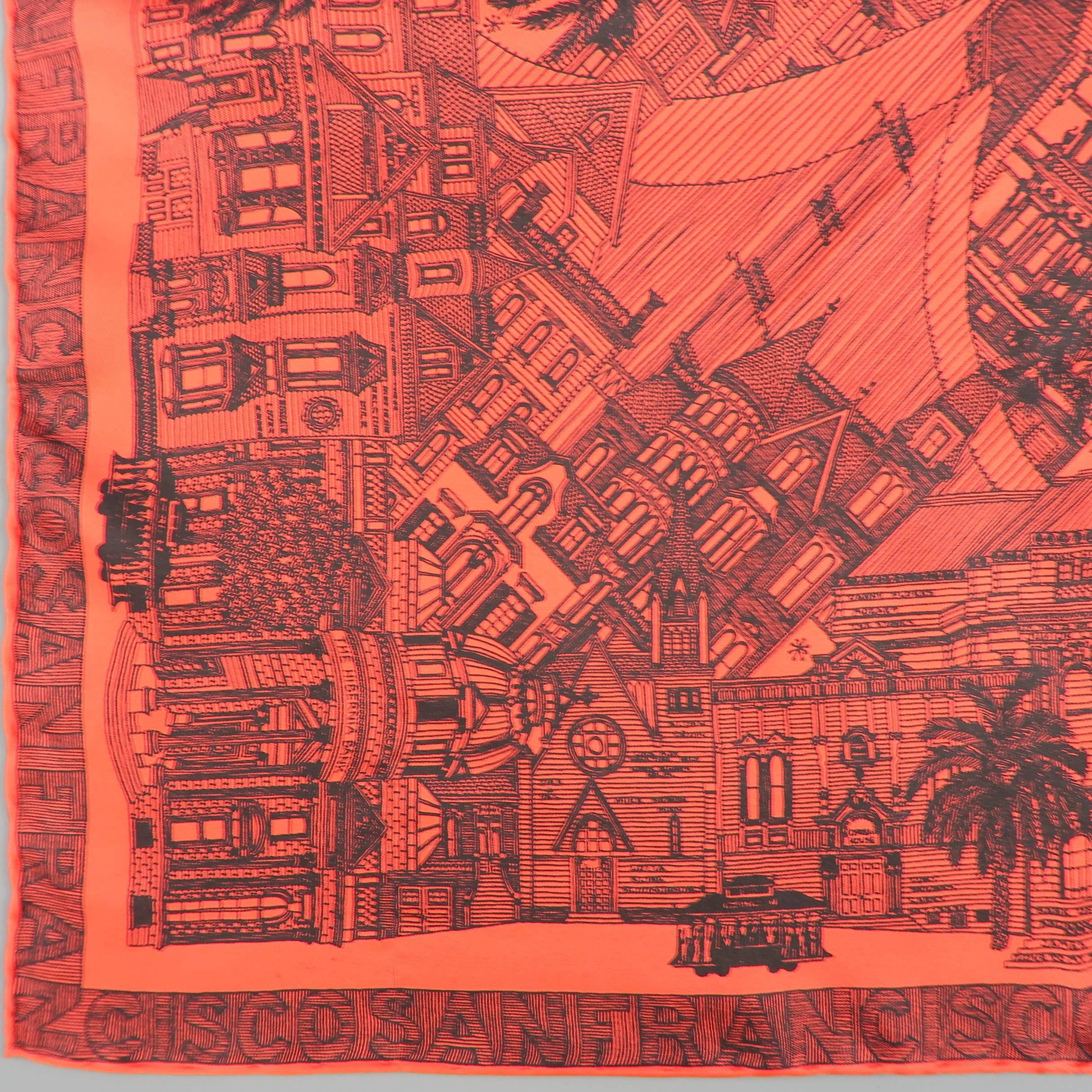 Rare vintage DUNHILL scarf comes in red silk twill and features an all over San Francisco theme art piece by Bob Bednarski depicting various landmarks. Made in England.
 
Excellent Pre-Owned Condition.
 
29 x 29 in.

SKU: 81273