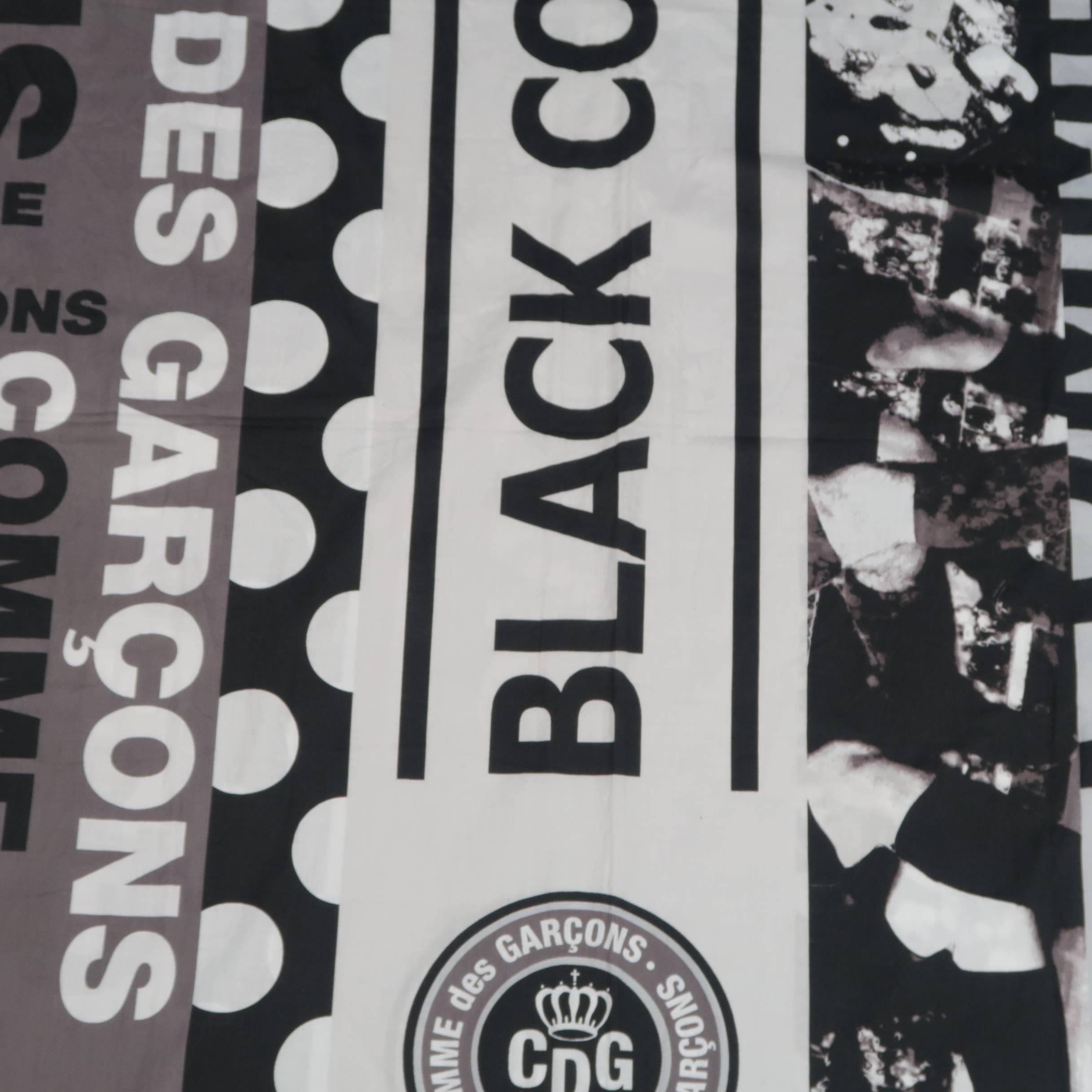 COMME des GARCONS BLACK Grey & Black Printed Cotton Blanket Scarf 4