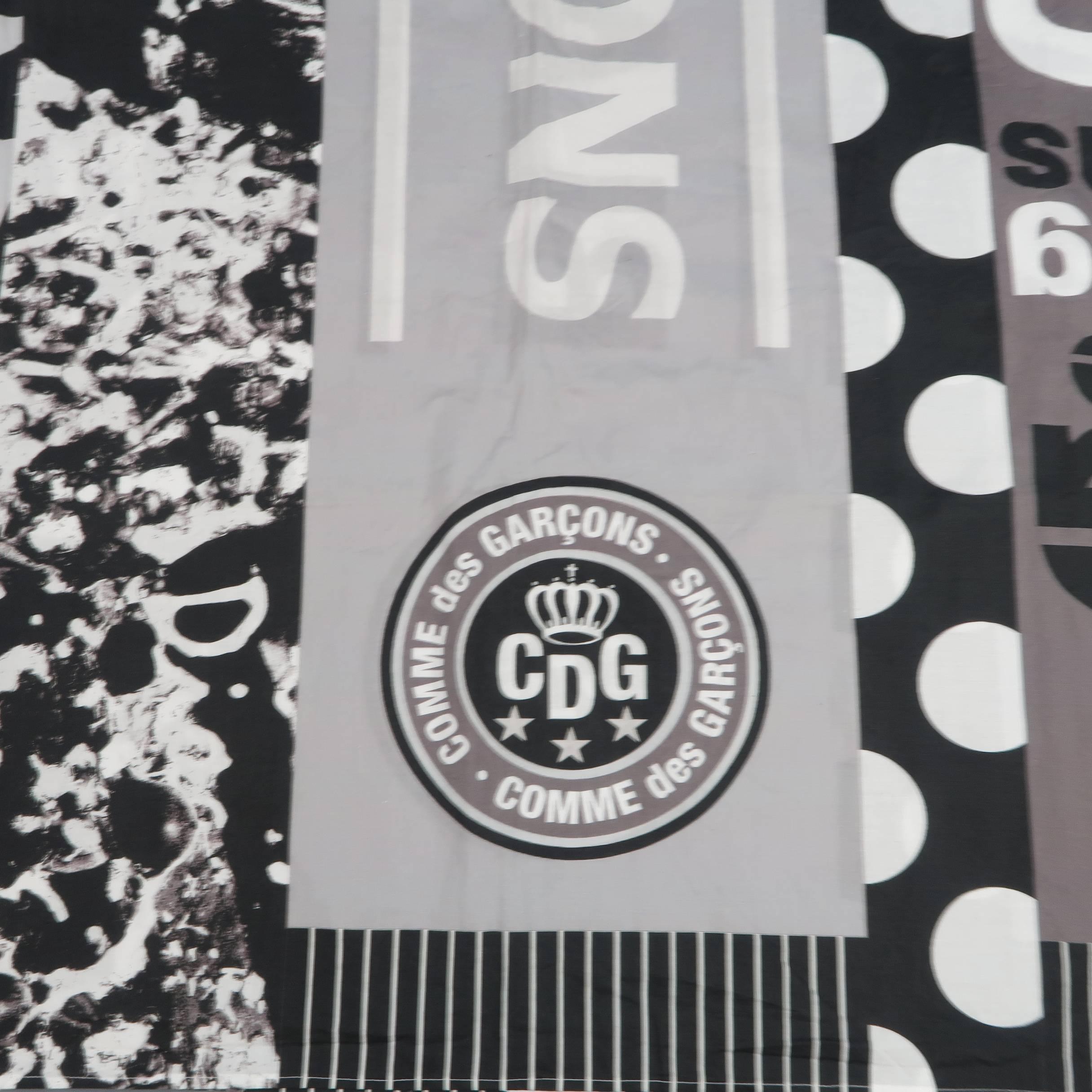 COMME des GARCONS BLACK Grey & Black Printed Cotton Blanket Scarf In Good Condition In San Francisco, CA