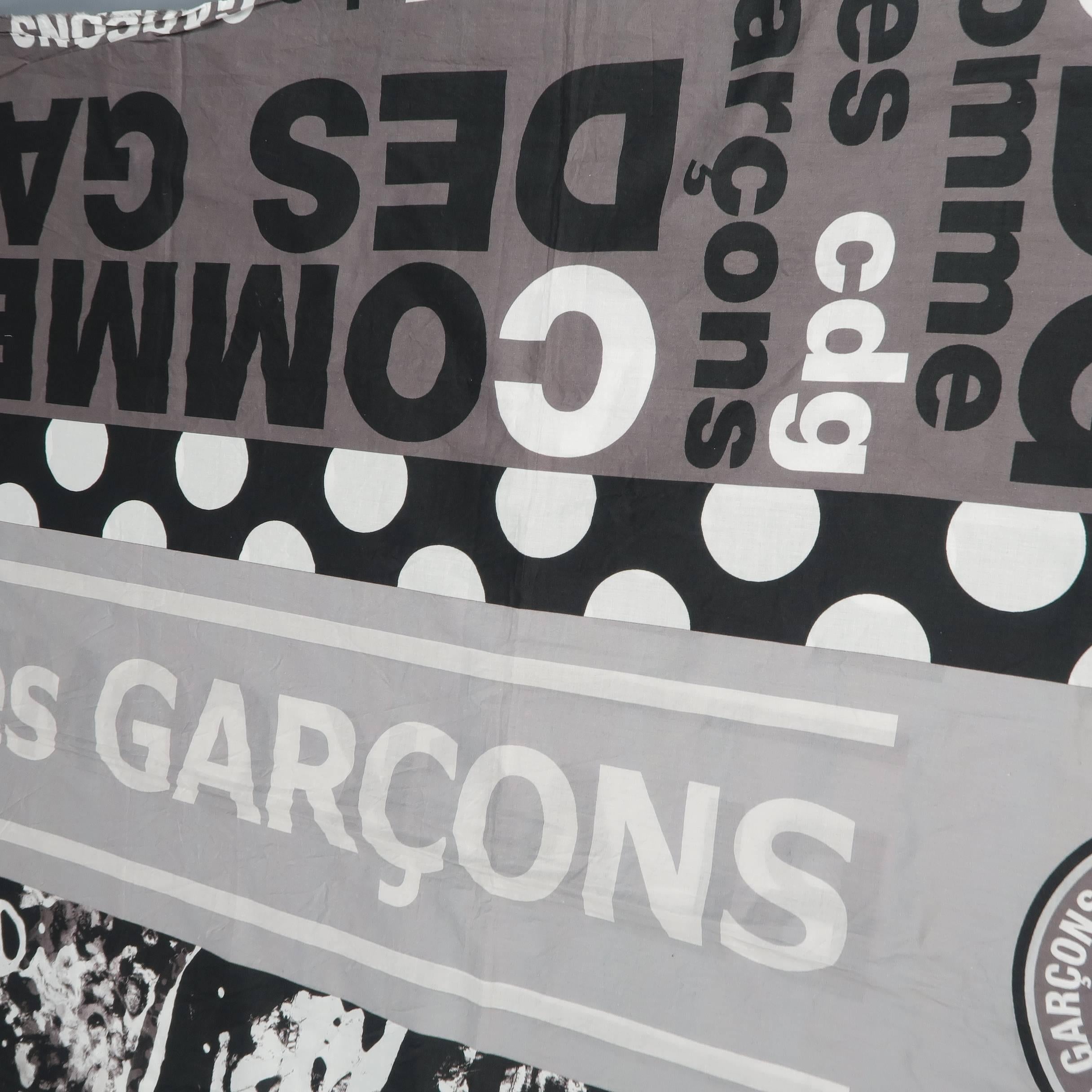 Women's or Men's COMME des GARCONS BLACK Grey & Black Printed Cotton Blanket Scarf