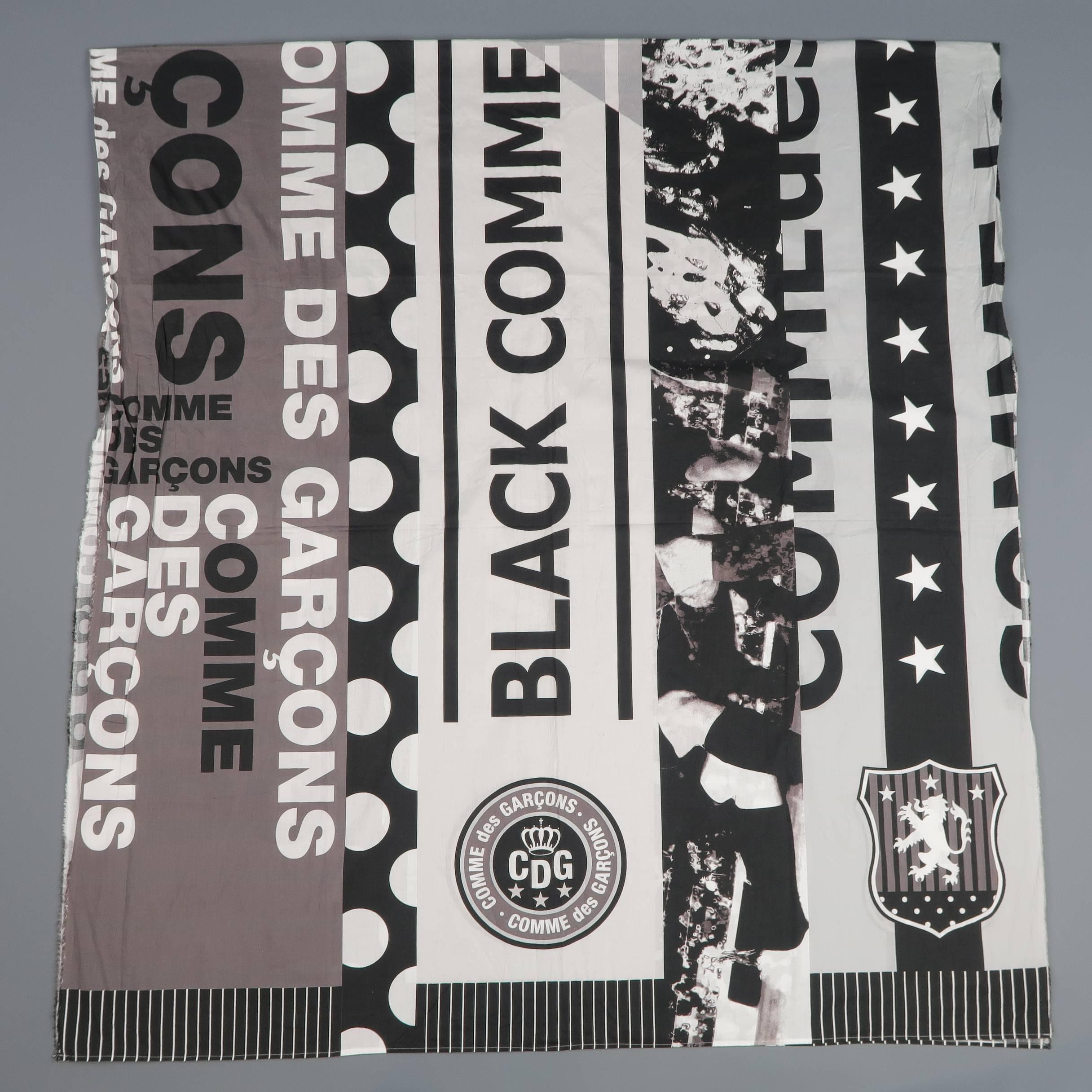 COMME des GARCONS BLACK Grey & Black Printed Cotton Blanket Scarf 3