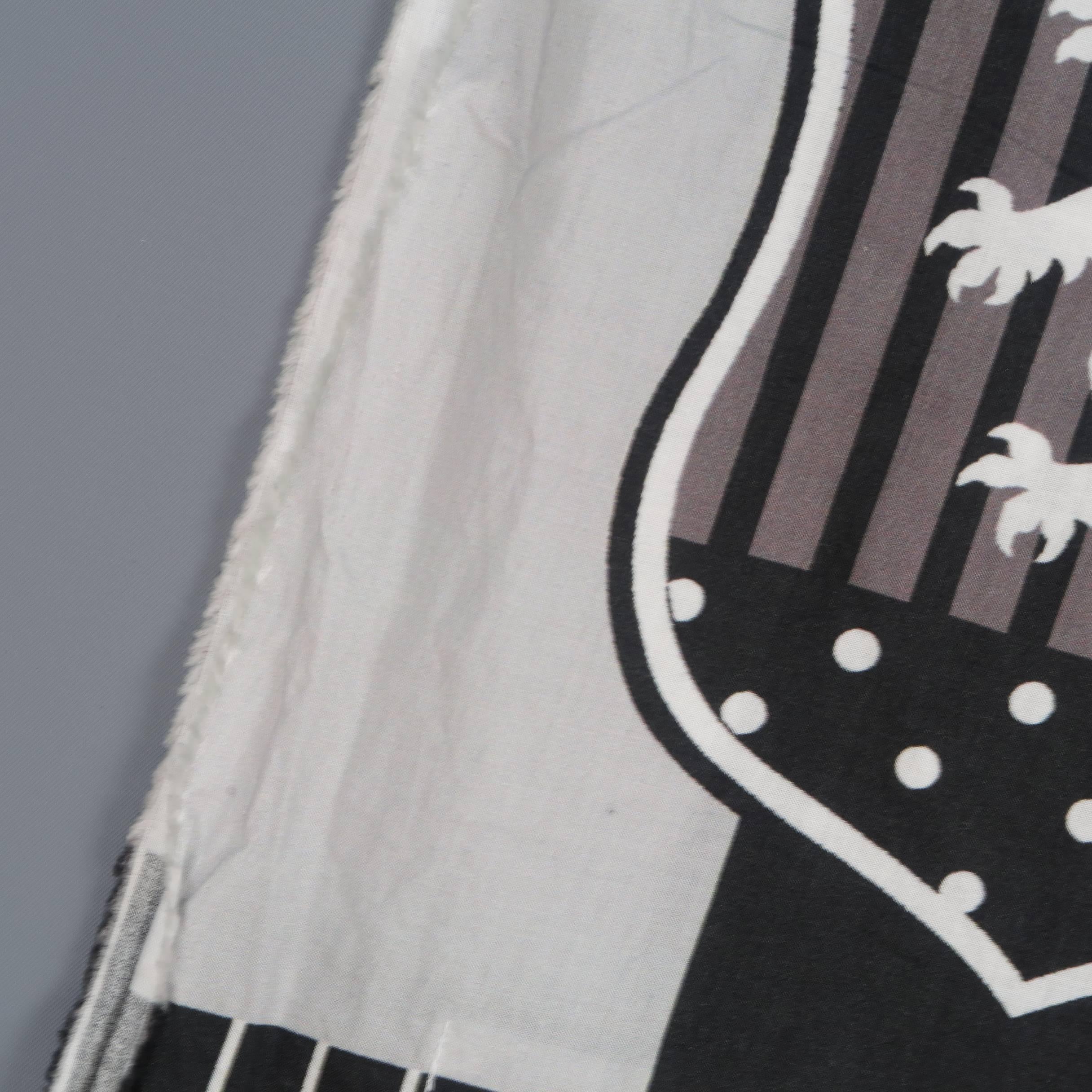 COMME des GARCONS BLACK Grey & Black Printed Cotton Blanket Scarf 2