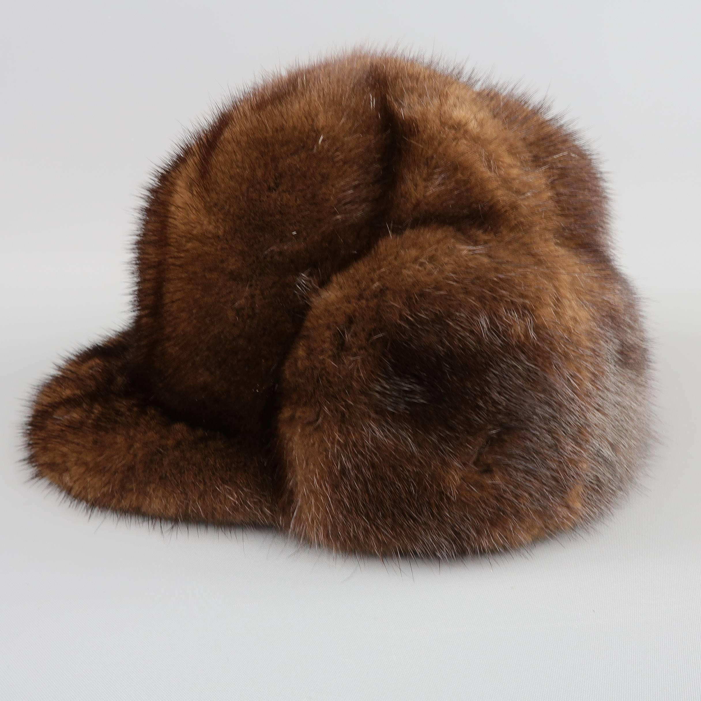 VINTAGE Brown Mink Fur Hat In Fair Condition In San Francisco, CA