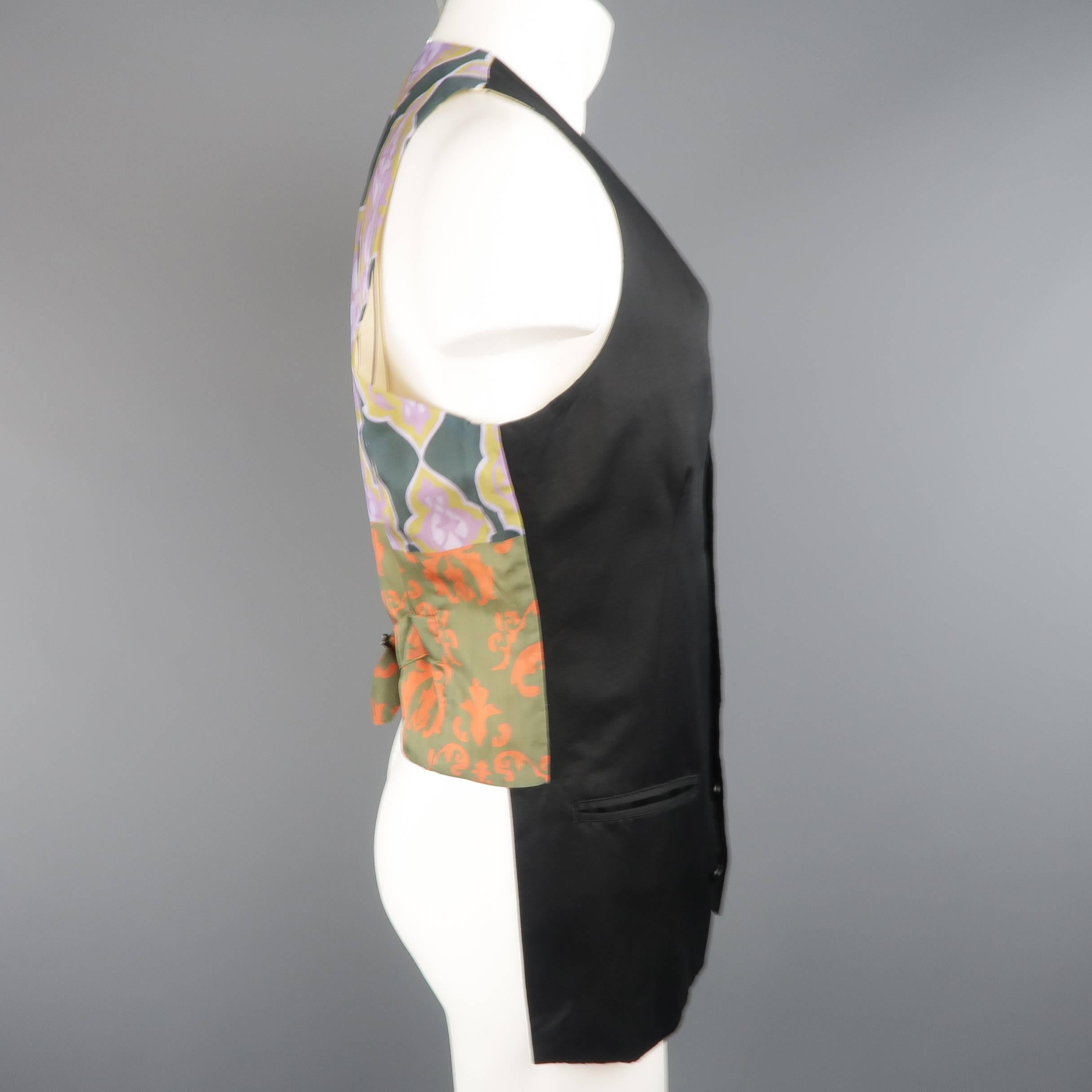 Yohji Yamamoto Pour Homme Men's Black Cropped Patchwork Back Vest In Good Condition In San Francisco, CA