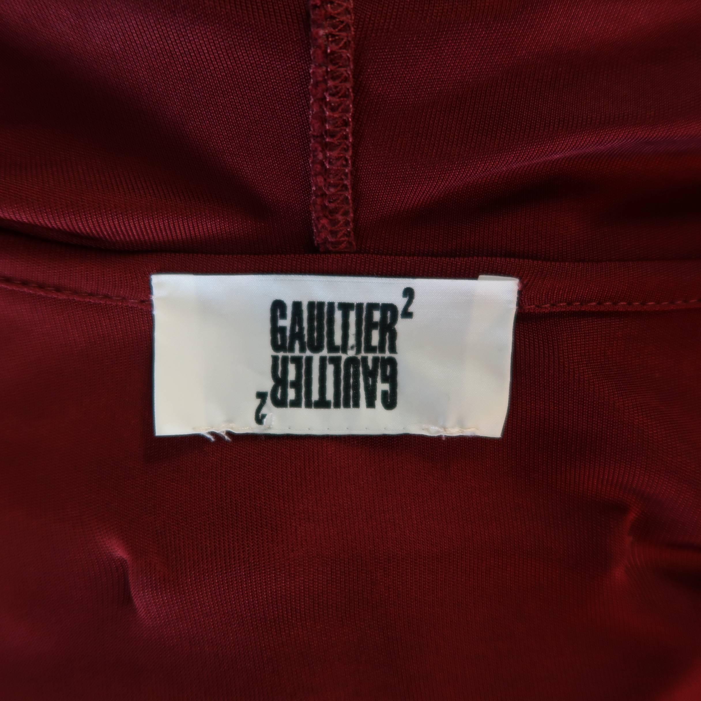 Jean Paul Gaultier Gaultier 2 Burgundy Rayon Wrap Hoodie Jacket 3