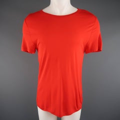 Jean Paul Gaultier Orange Red Frayed Edge Mesh X T-shirt