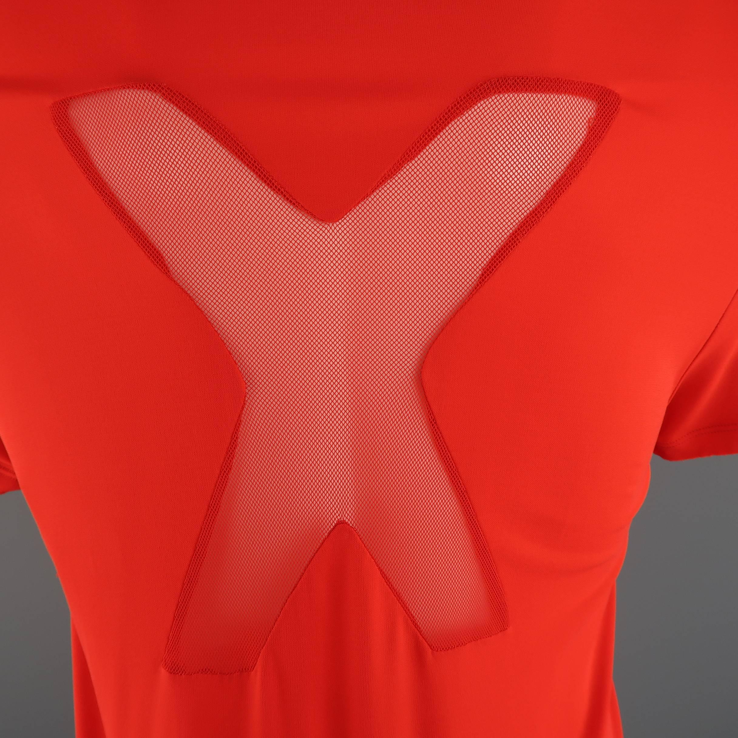 Jean Paul Gaultier Orange Red Frayed Edge Mesh X T-shirt 2