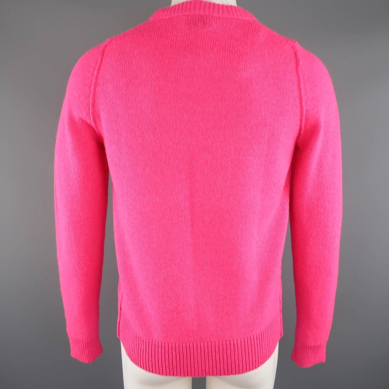 Men's ACNE STUDIOS Size M Neon Pink Wool Knit Crewneck Sweater at 1stDibs |  hot pink sweater mens, mens hot pink sweater, pink sweater for men