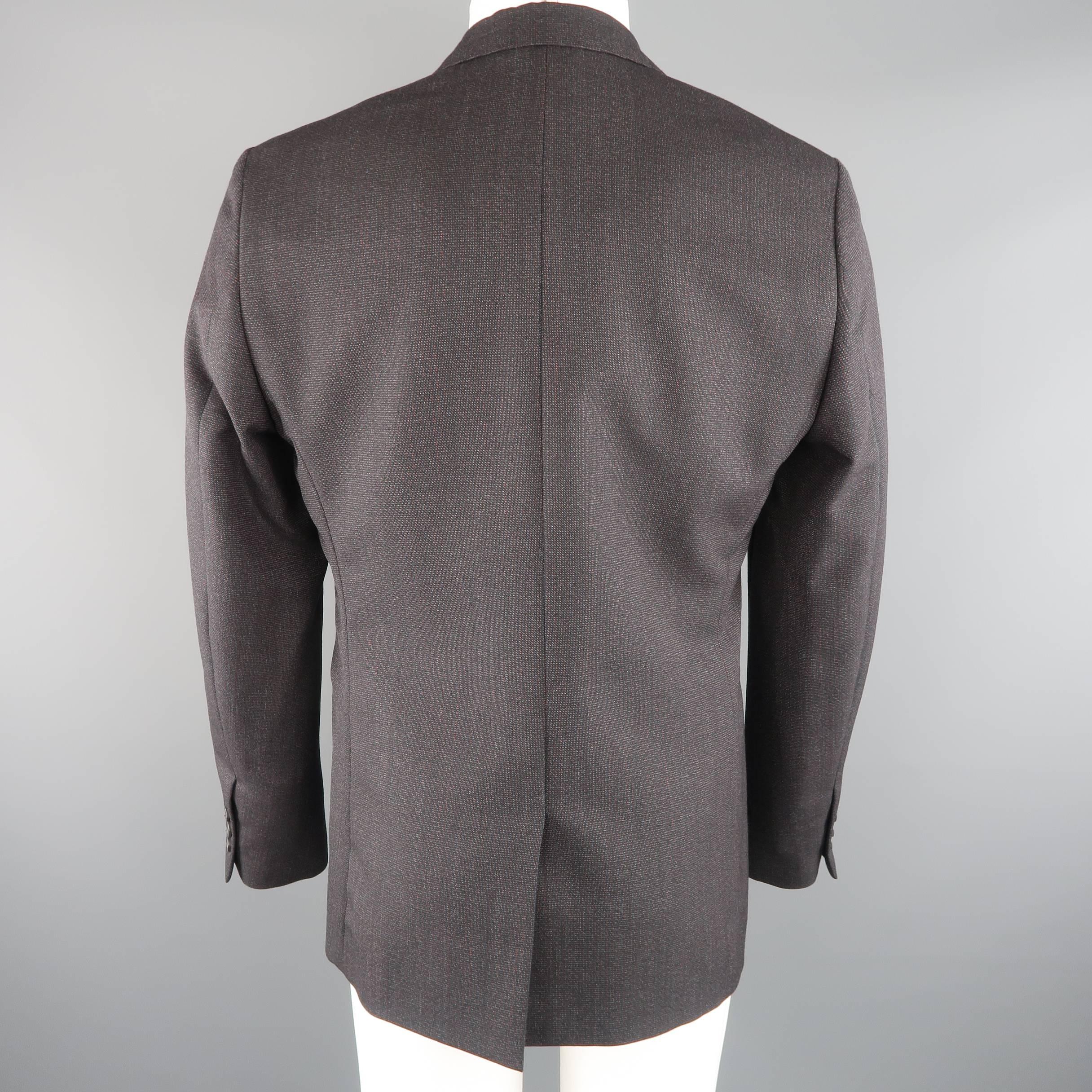Raf Simons 40 Regular Charcoal Red Nailhead Wool / Mohair 2 Button Sport Coat In New Condition In San Francisco, CA