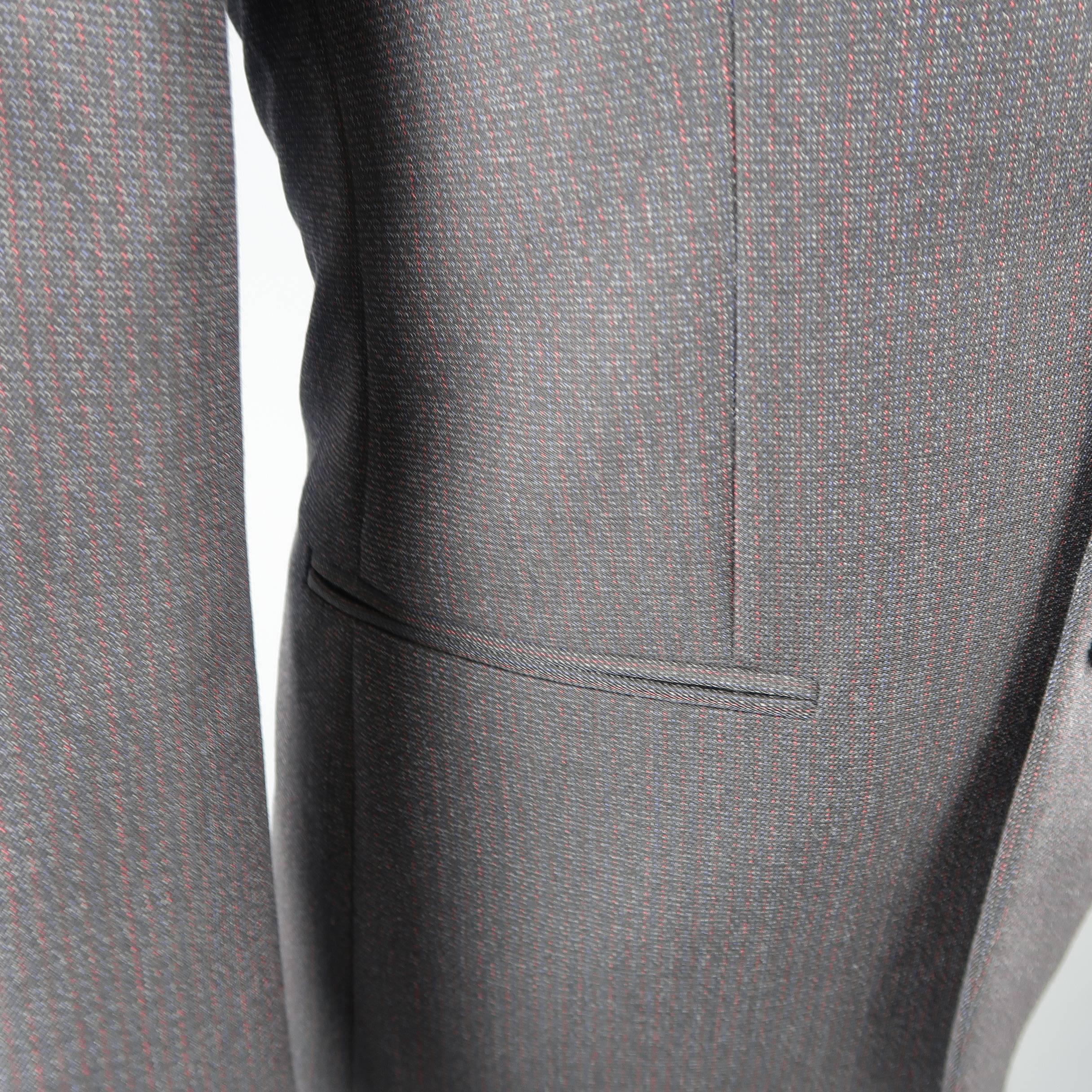 Gray Raf Simons 40 Regular Charcoal Red Nailhead Wool / Mohair 2 Button Sport Coat