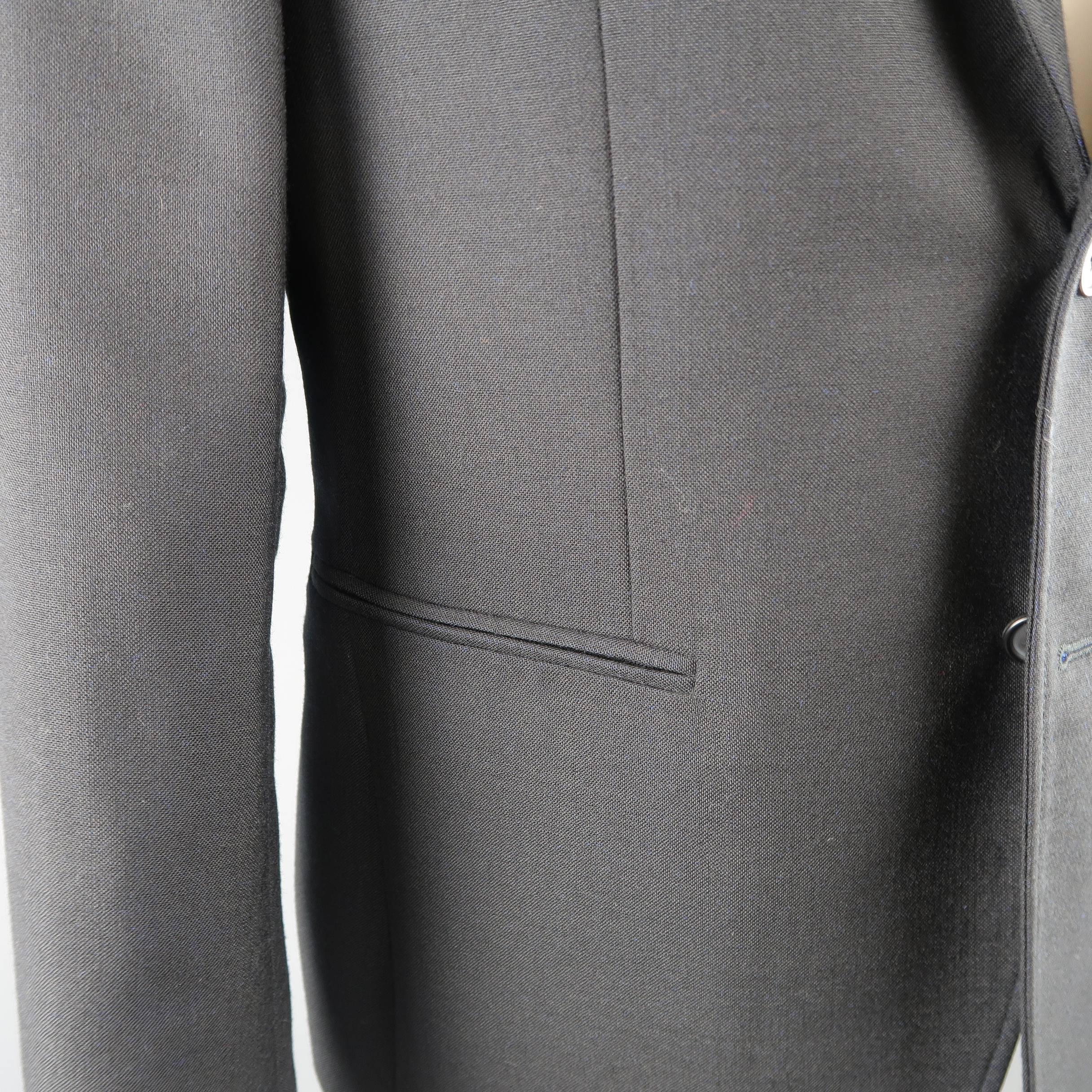 Black Raf Simons Men's 40 Navy Wool Half Lined Notch Lapel 2 Button Sport Coat