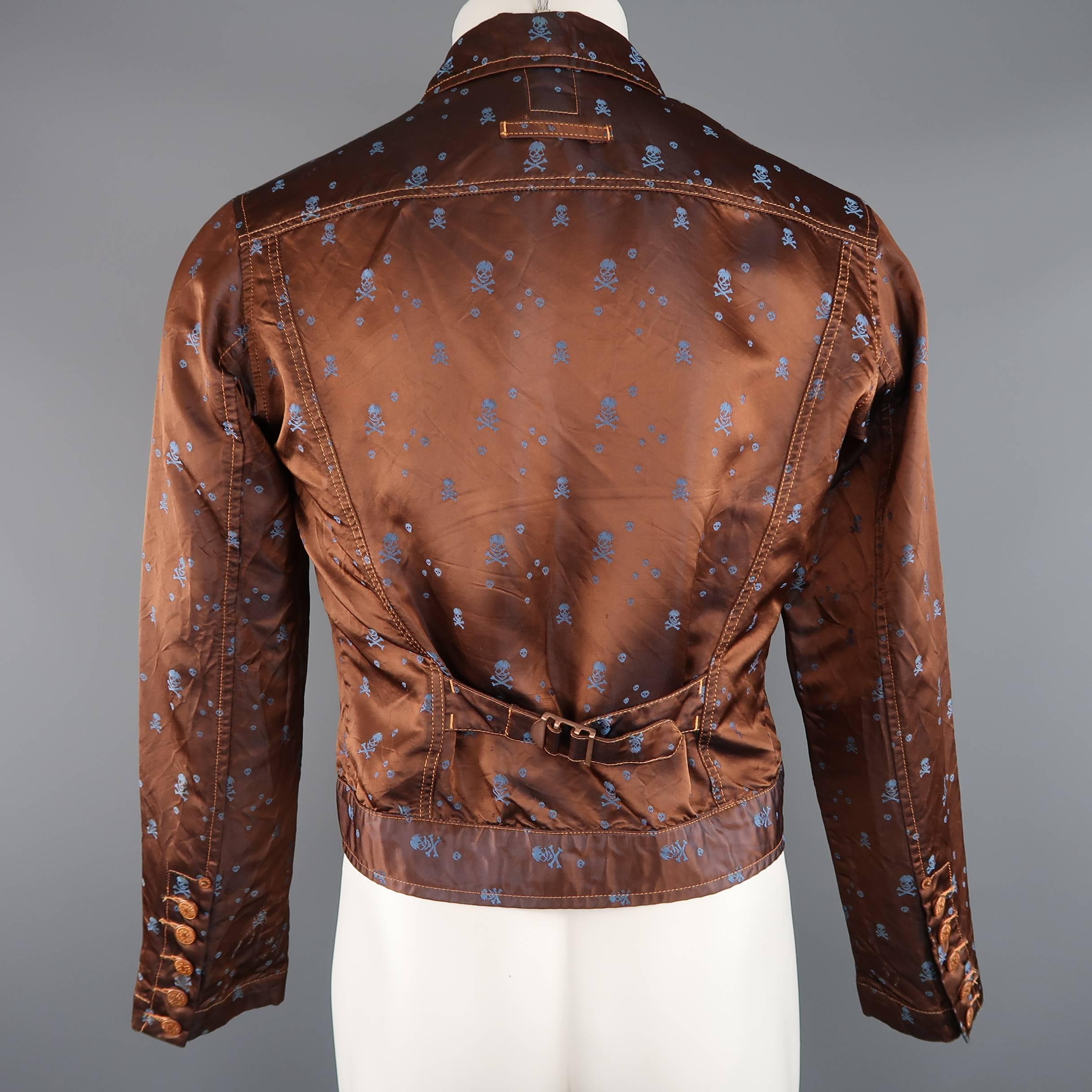 Women's or Men's GAULTIER JEANS by JEAN PAUL GAULTIER M Copper & Blue Skull Print Trucker Jacket