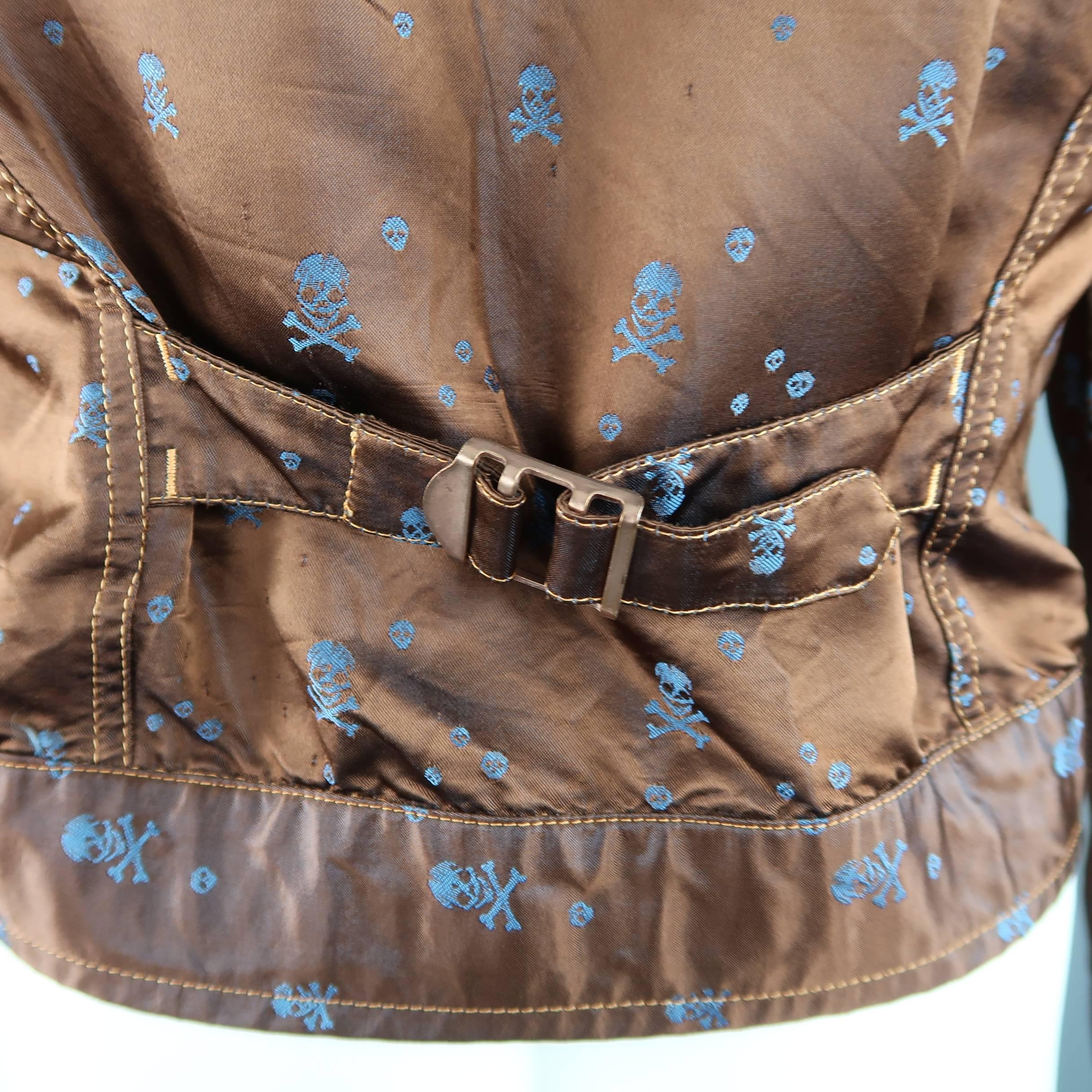 GAULTIER JEANS by JEAN PAUL GAULTIER M Copper & Blue Skull Print Trucker Jacket 3