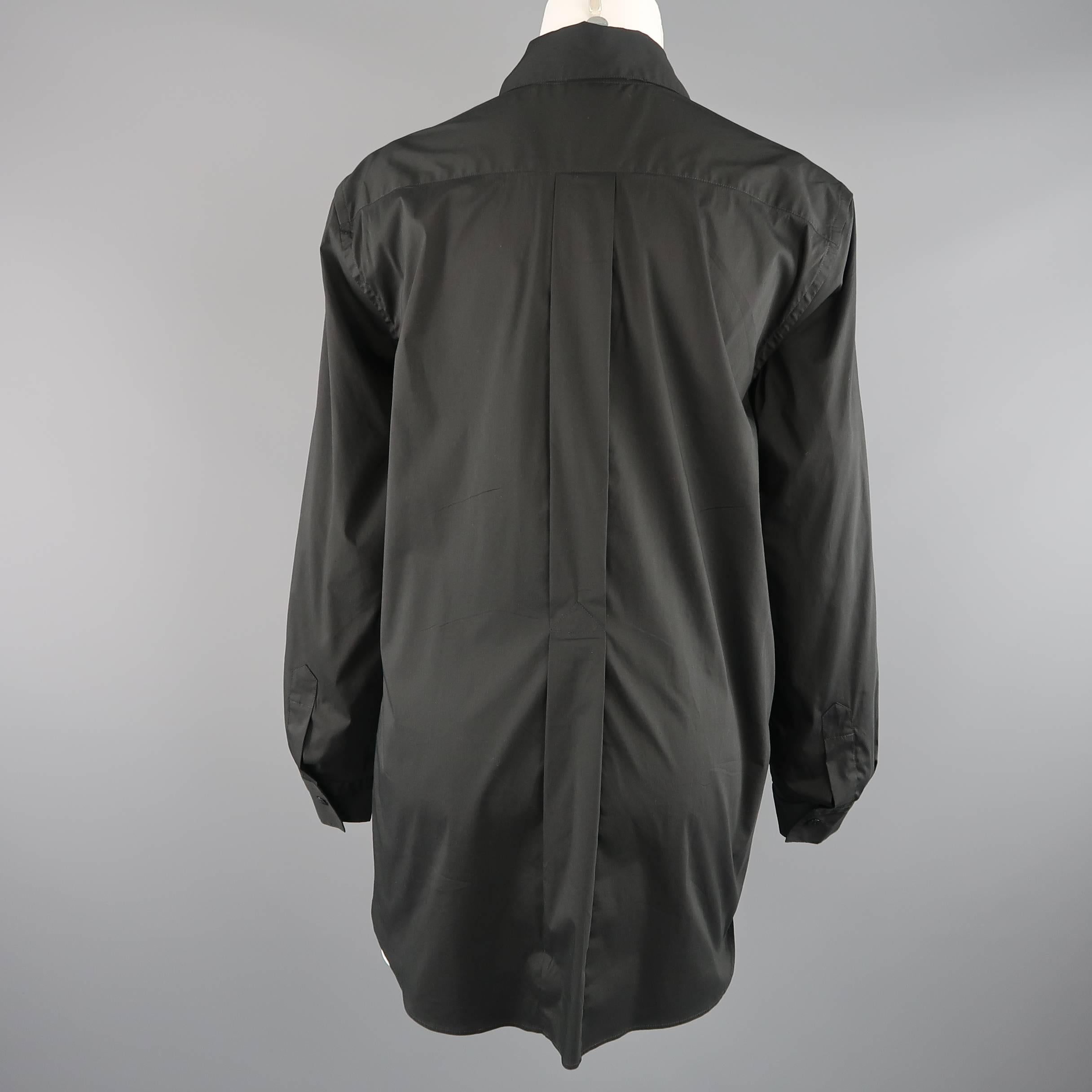 Jean Paul Gaultier Size M Black Tied Front Collared Shirt 1