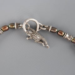 KIESELSTEIN-CORD Necklace Sterling Silver Frog Clasp Black Tahitian Pearl