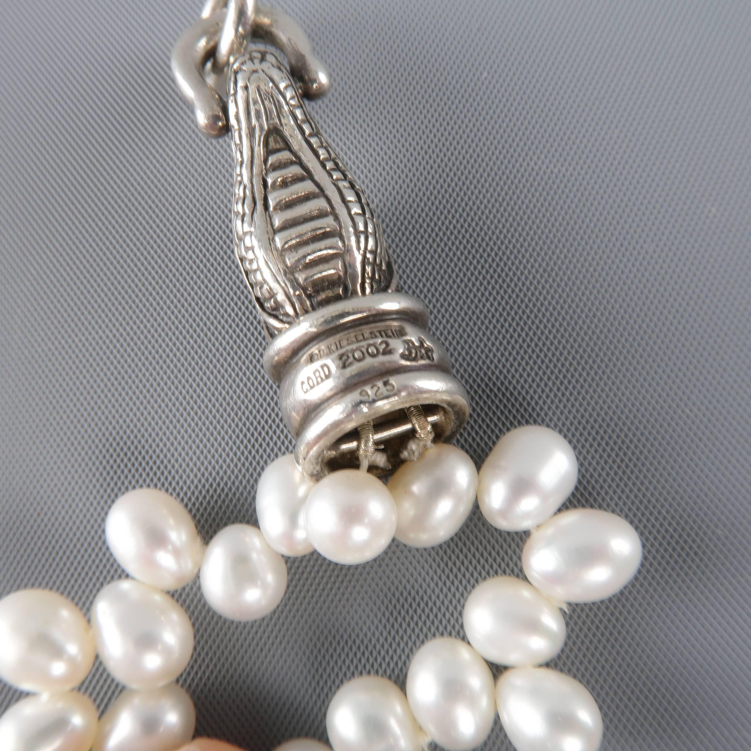 Kieselstein-Cord Bracelet Off White Pearls and Sterling Silver Alligator Clasp 3