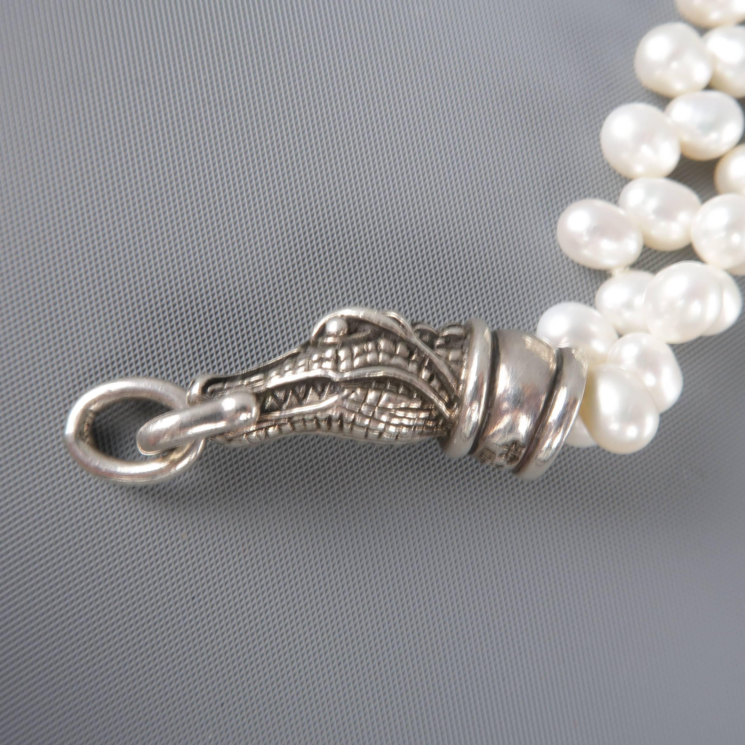 Women's Kieselstein-Cord Bracelet Off White Pearls and Sterling Silver Alligator Clasp