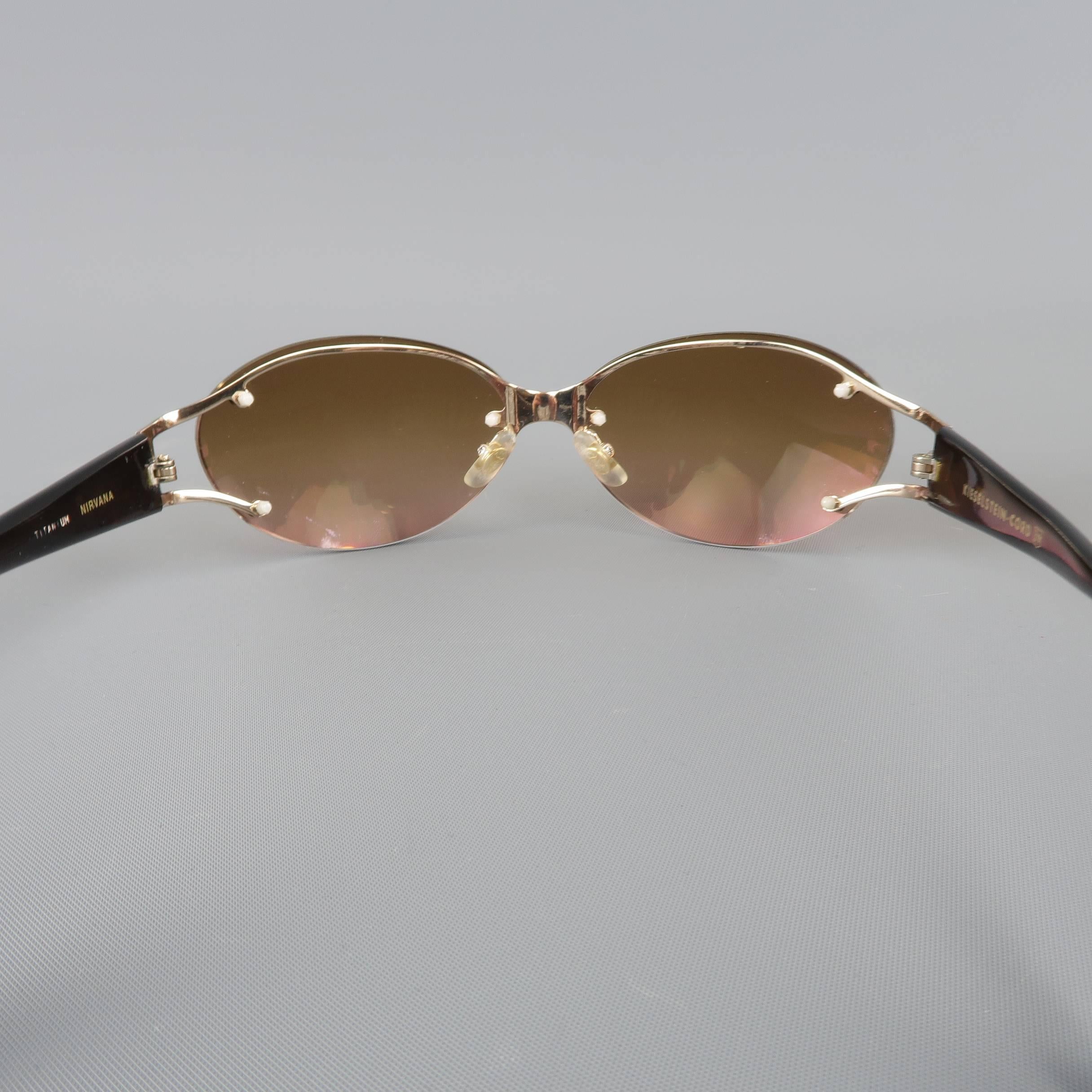 KIESELSTEIN-CORD Brown Tortoiseshell & Light Gold Titanium NIRVANA Sunglasses In Good Condition In San Francisco, CA