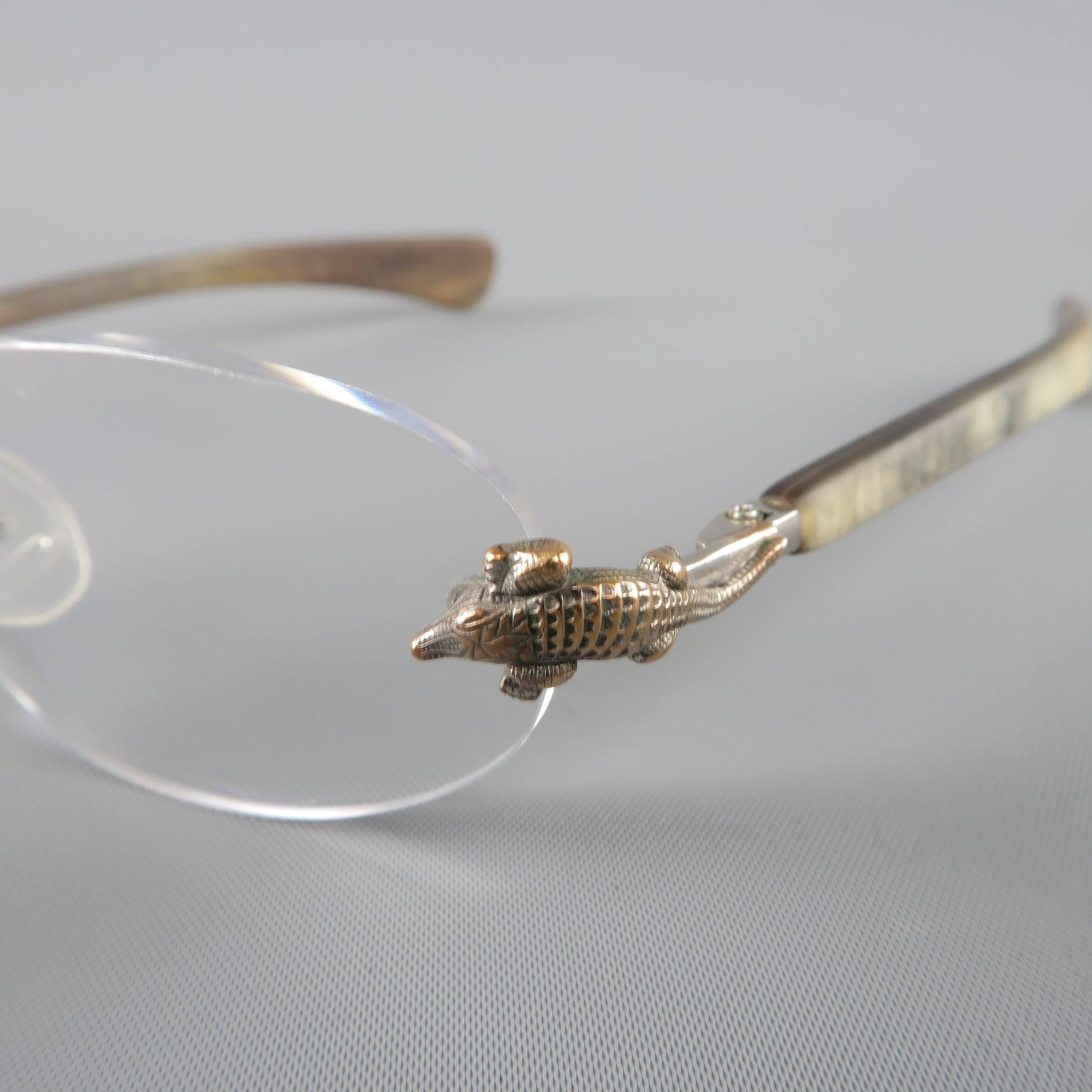 KIESELSTEIN-CORD 'That's A Croc' Taupe Lucite Alligator Frames In Fair Condition In San Francisco, CA