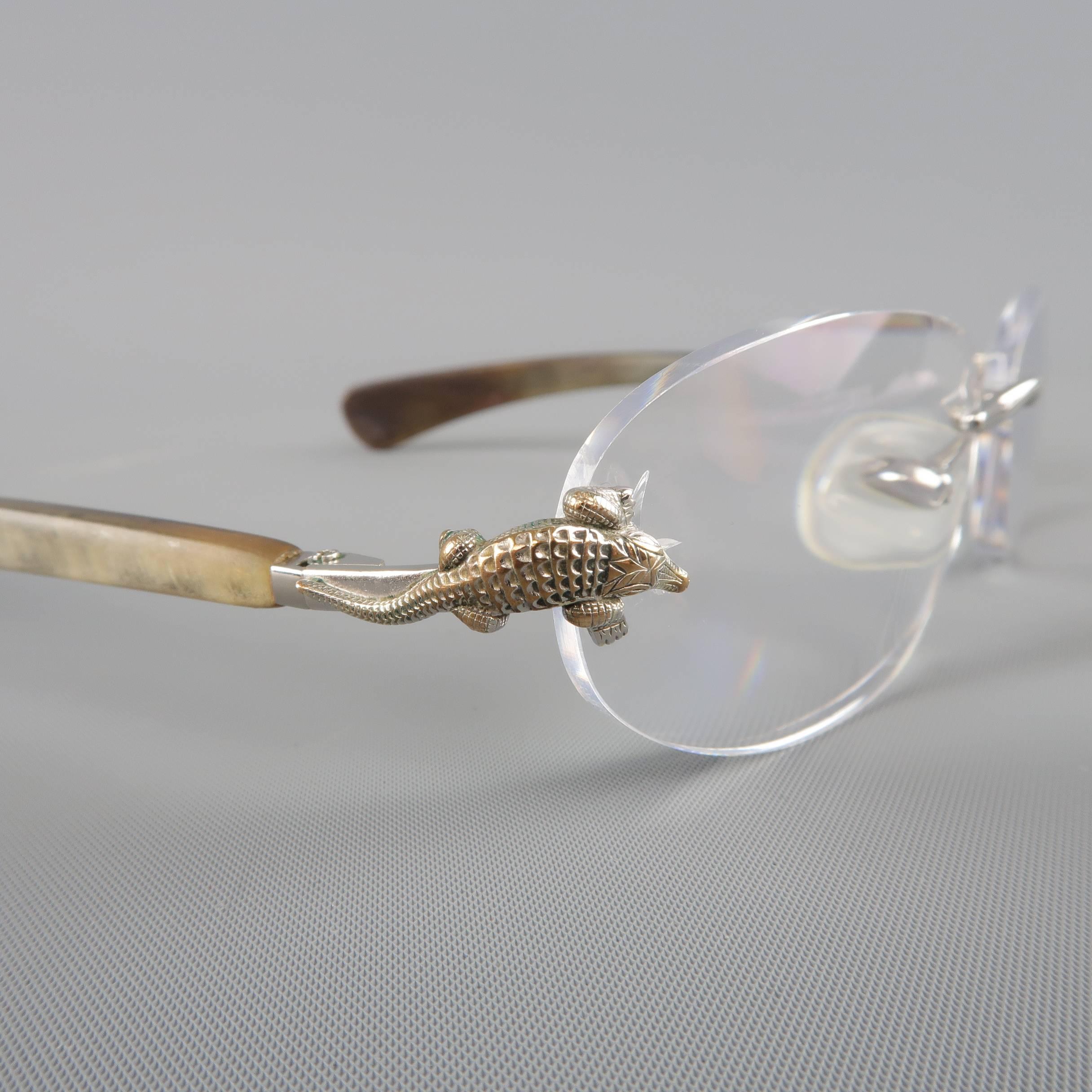 KIESELSTEIN-CORD 'That's A Croc' Taupe Lucite Alligator Frames 2