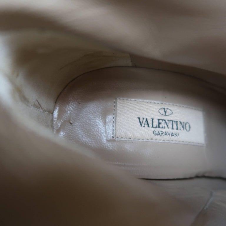 VALENTINO Size 8.5 Black Suede Lace Applique Platform Boots For Sale at ...