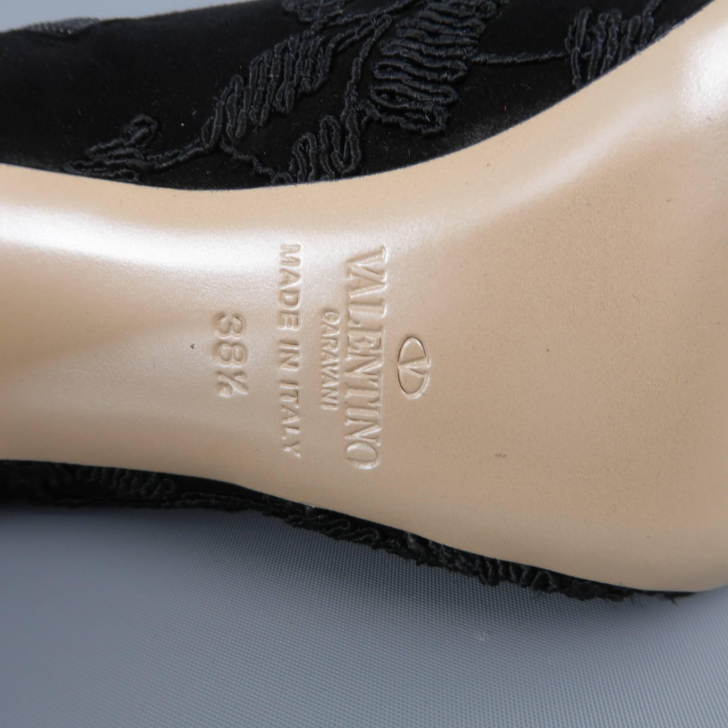 VALENTINO Size 8.5 Black Suede Lace Applique Platform Boots 2