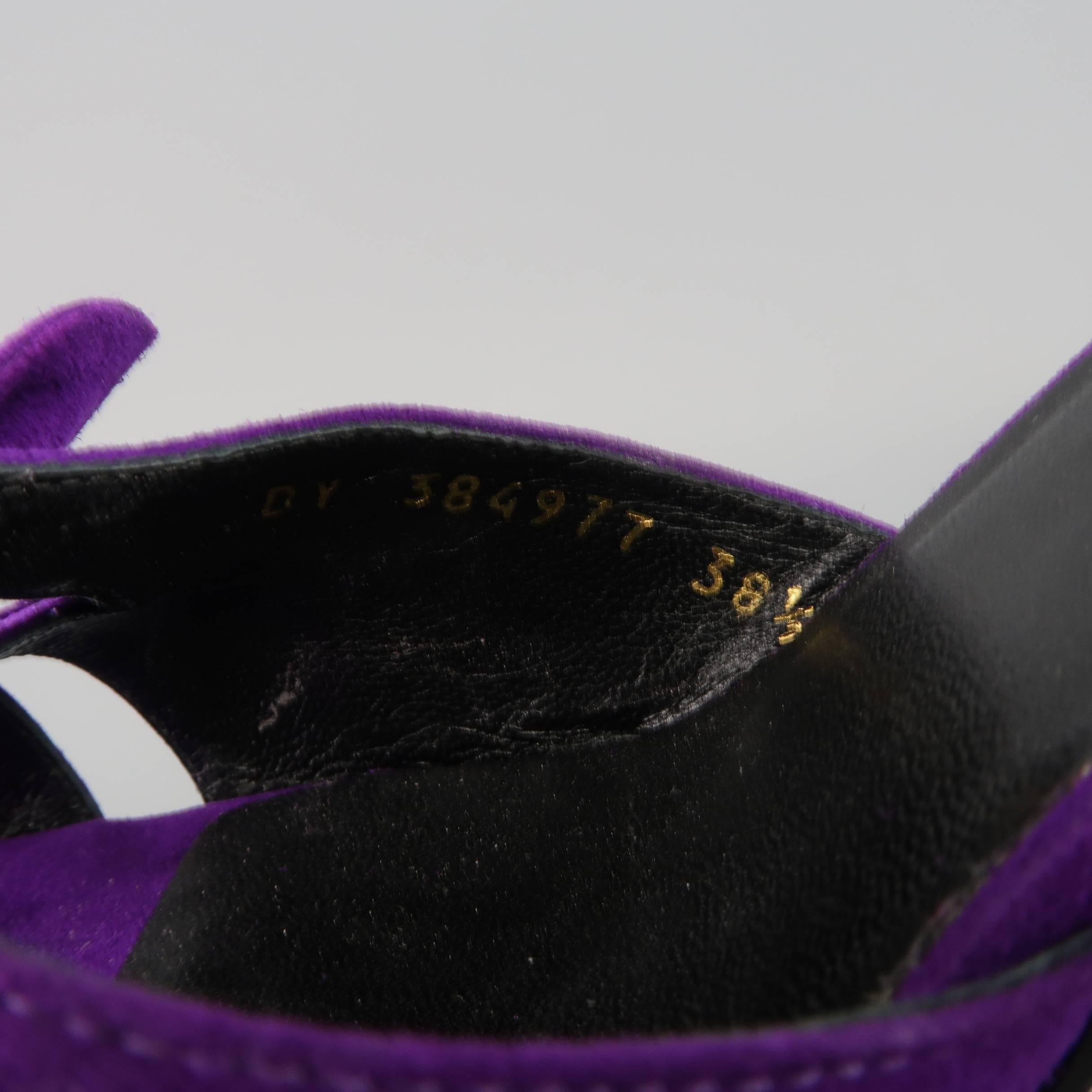 Saint Laurent Size 8.5 Purple Suede Ankle Strap Candy Platform Sandals 2