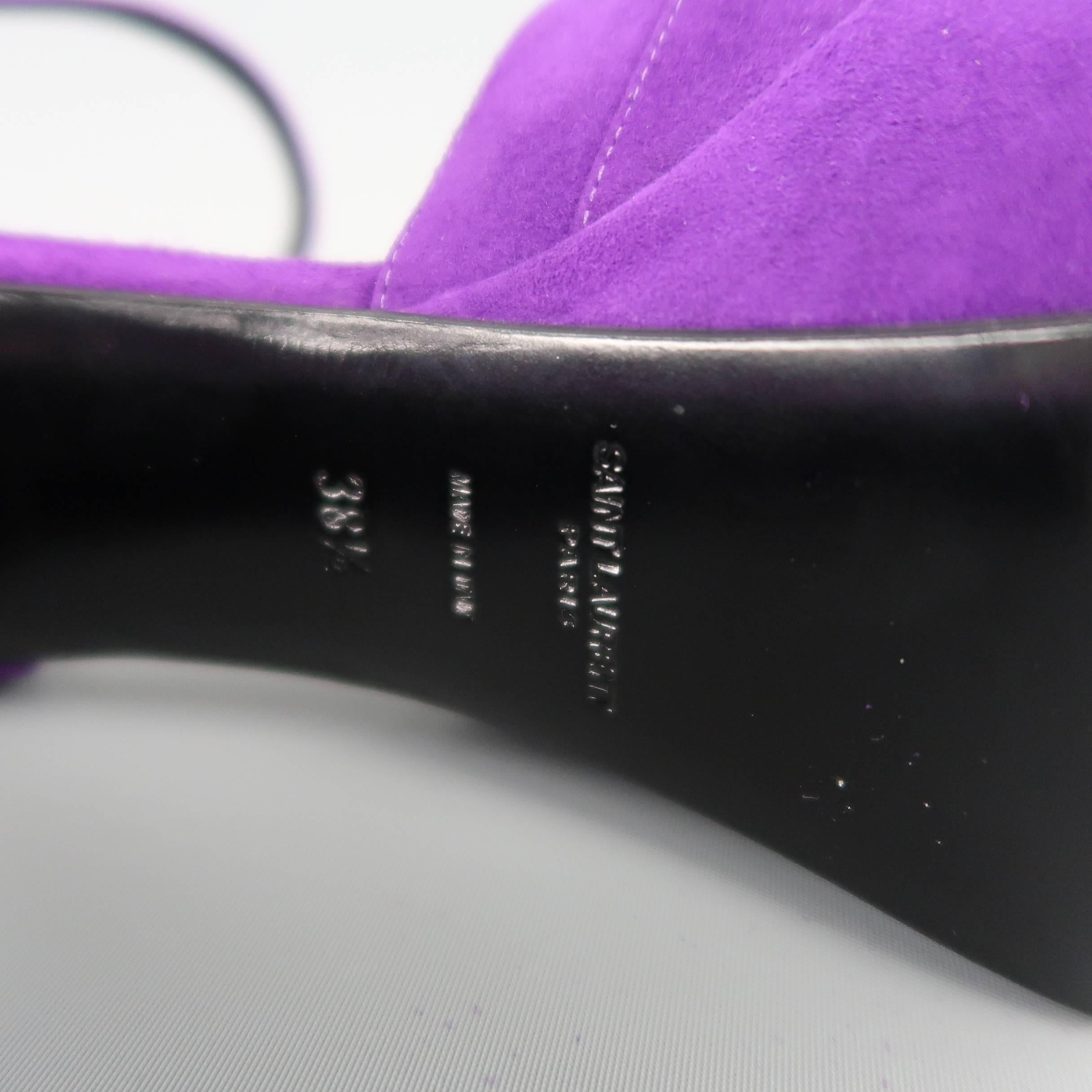 Women's Saint Laurent Size 8.5 Purple Suede Ankle Strap Candy Platform Sandals