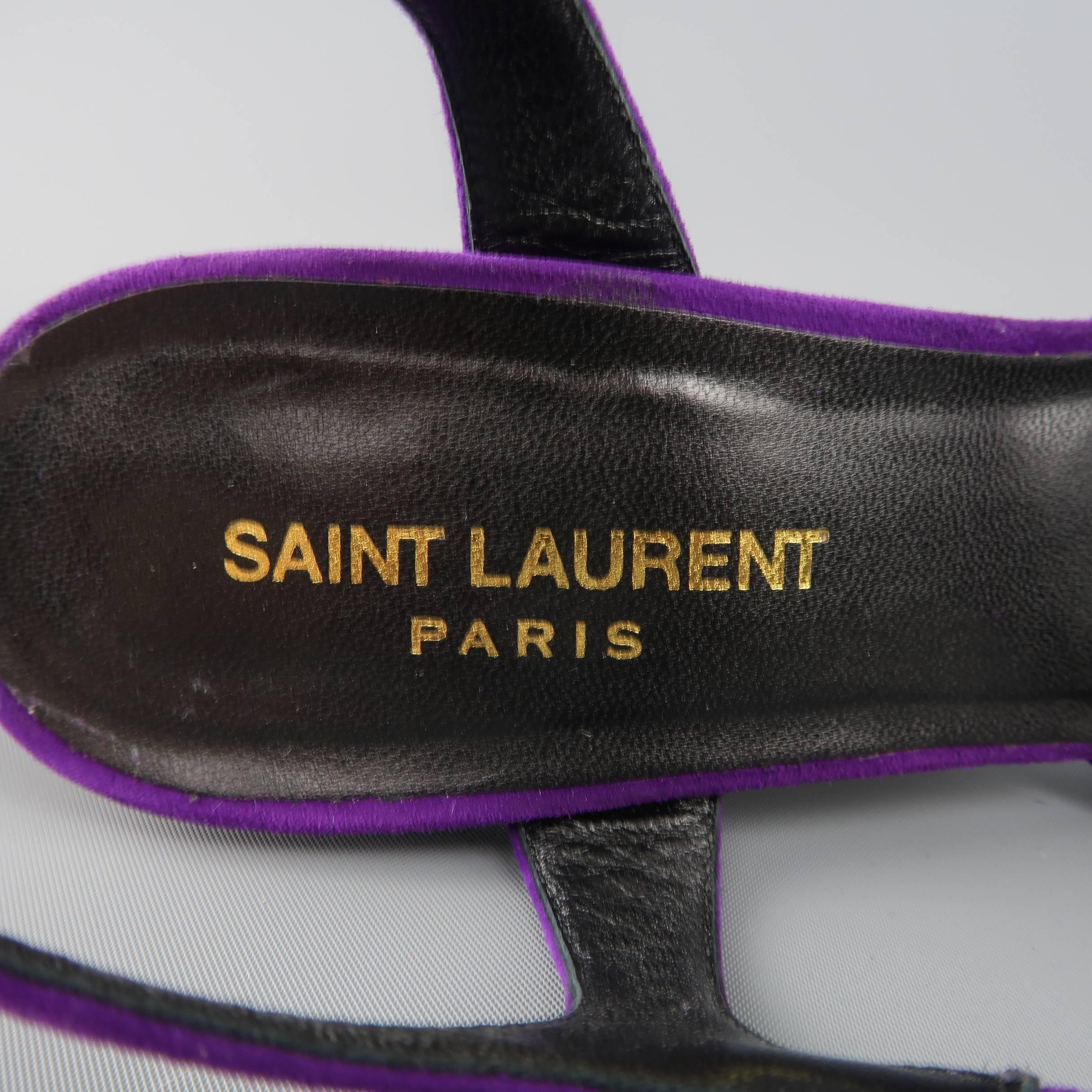 Saint Laurent Size 8.5 Purple Suede Ankle Strap Candy Platform Sandals 1