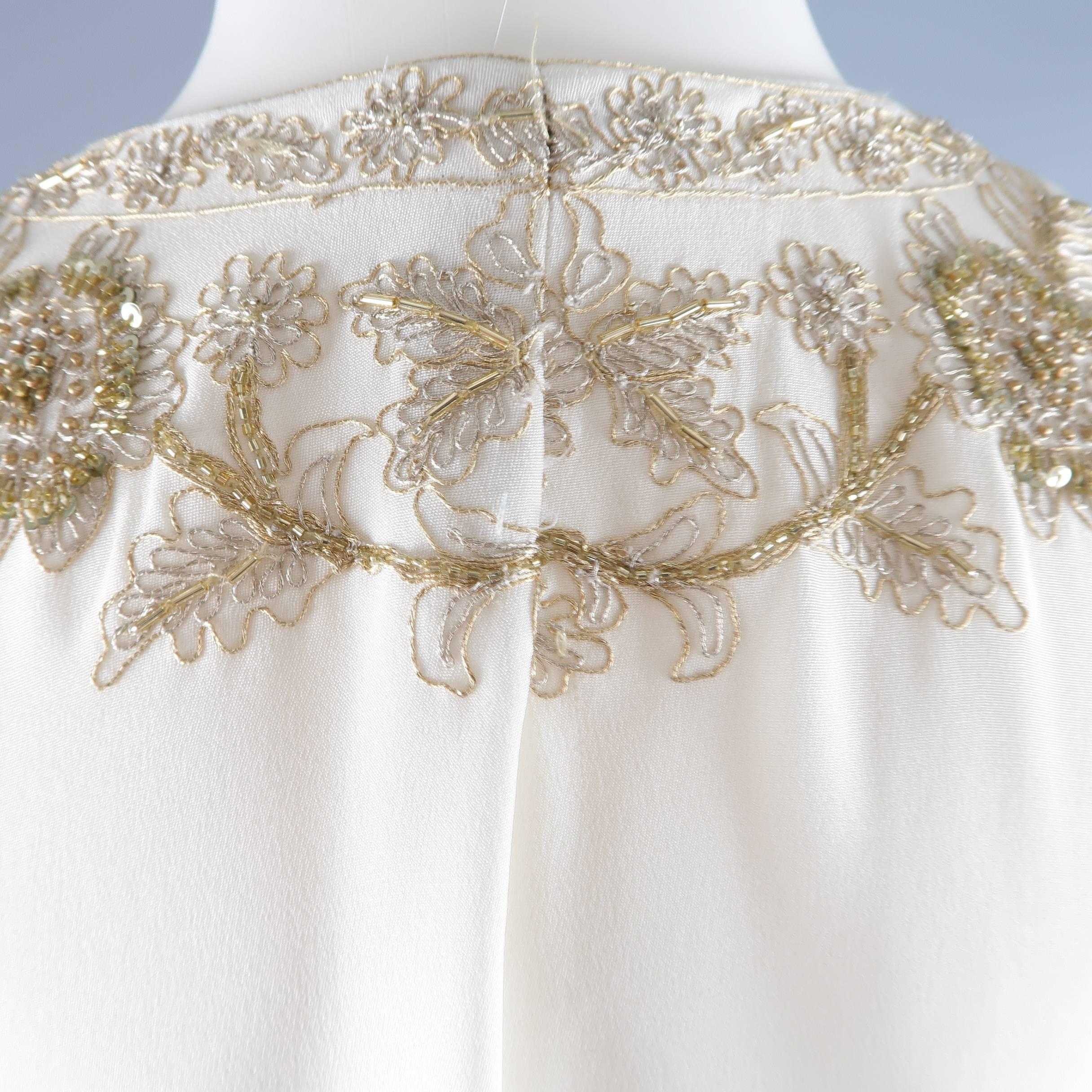 Oscar de la Renta Caftan - Cream Silk Gold Tied Kaftan Gown Dress 1