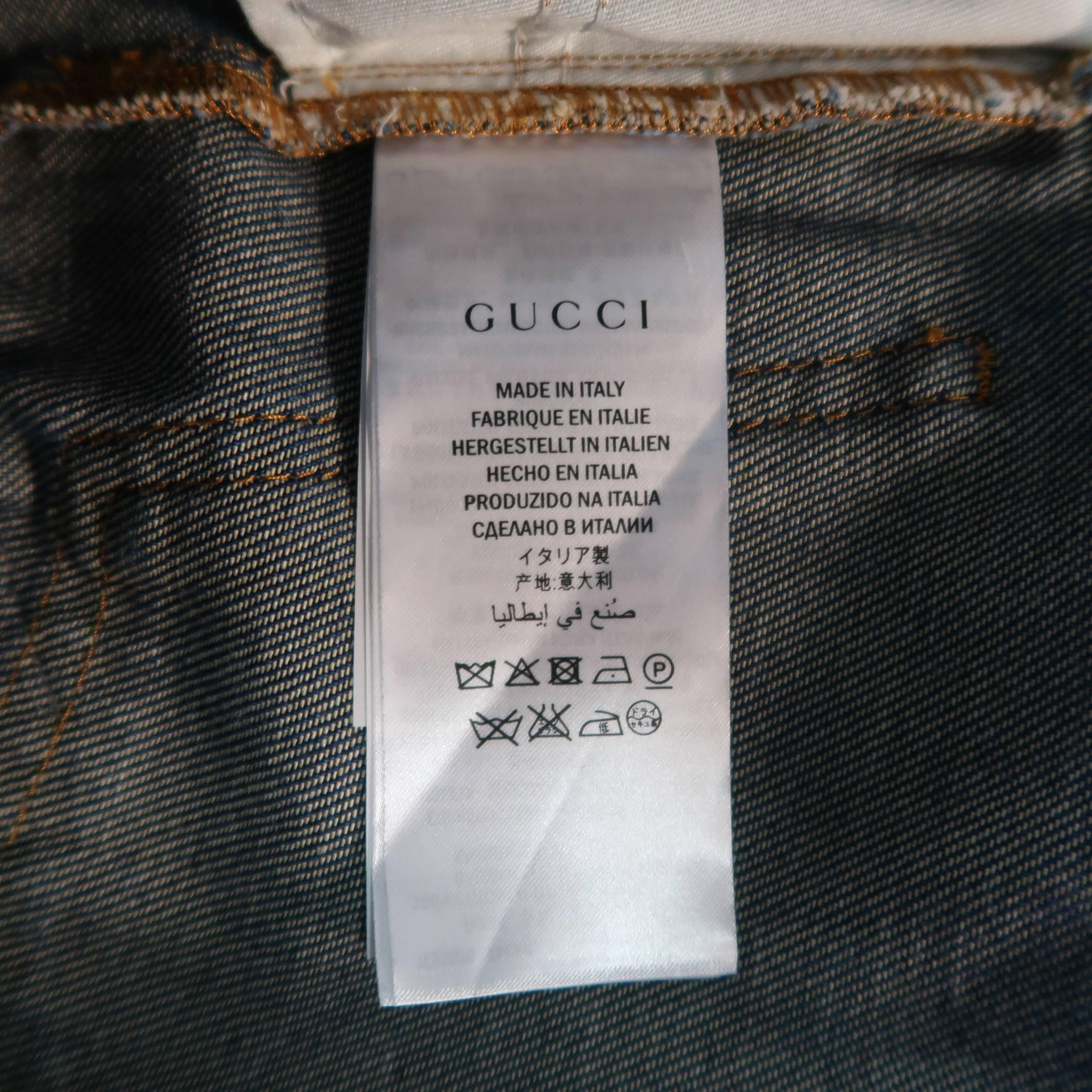 Gucci Size 6 Washed Blue Bumblebee Butterfly Patch Bell Bottom Jeans 2