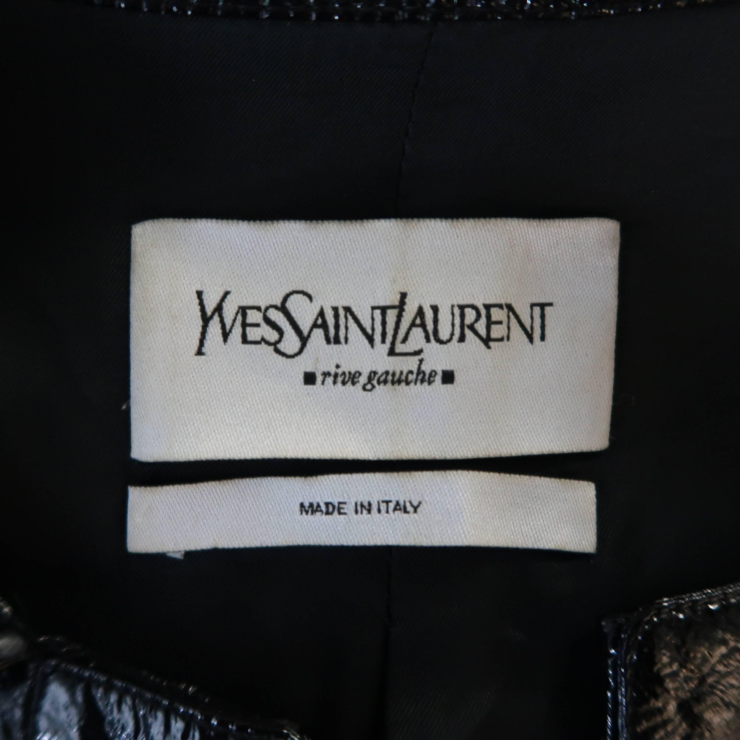 Yves Saint Laurent by Tom Ford Size 6 Black Vinyl Lace Up Safari Jacket 3