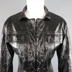 Yves Saint Laurent by Tom Ford Size 6 Black Vinyl Lace Up Safari Jacket