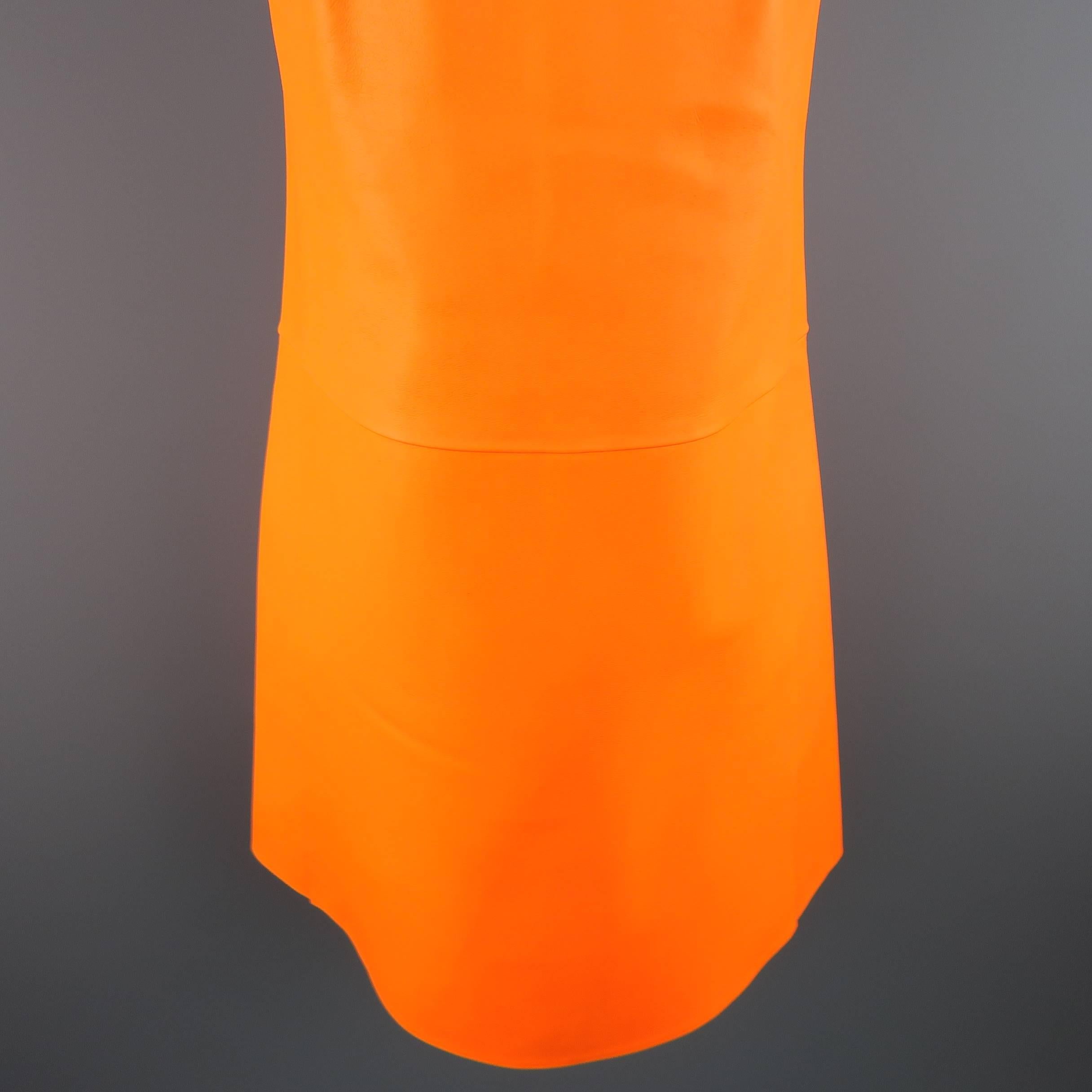 Ralph Lauren Neon Orange Leather A Line Dress, Spring 2014 Runway In Good Condition In San Francisco, CA