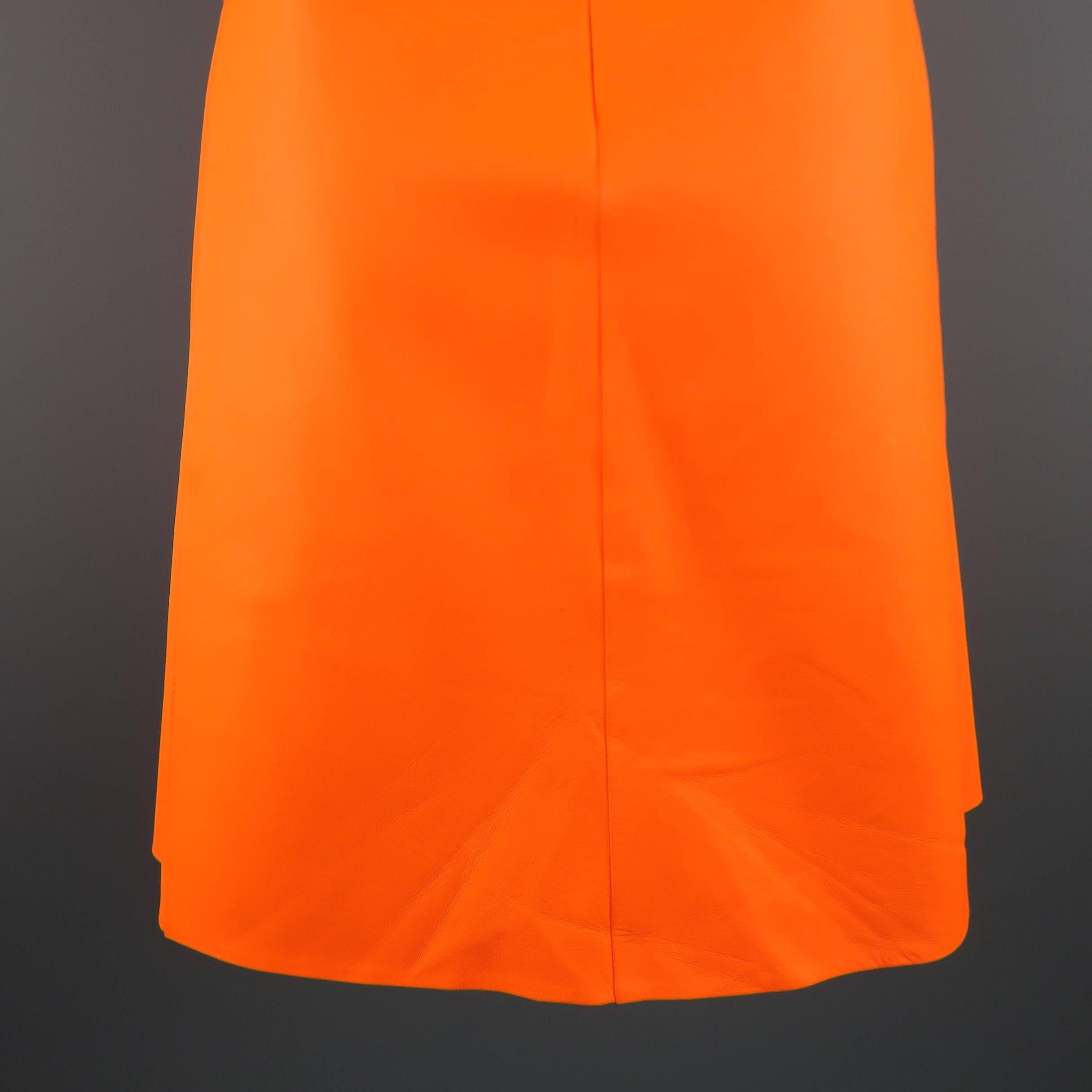 Ralph Lauren Neon Orange Leather A Line Dress, Spring 2014 Runway 5