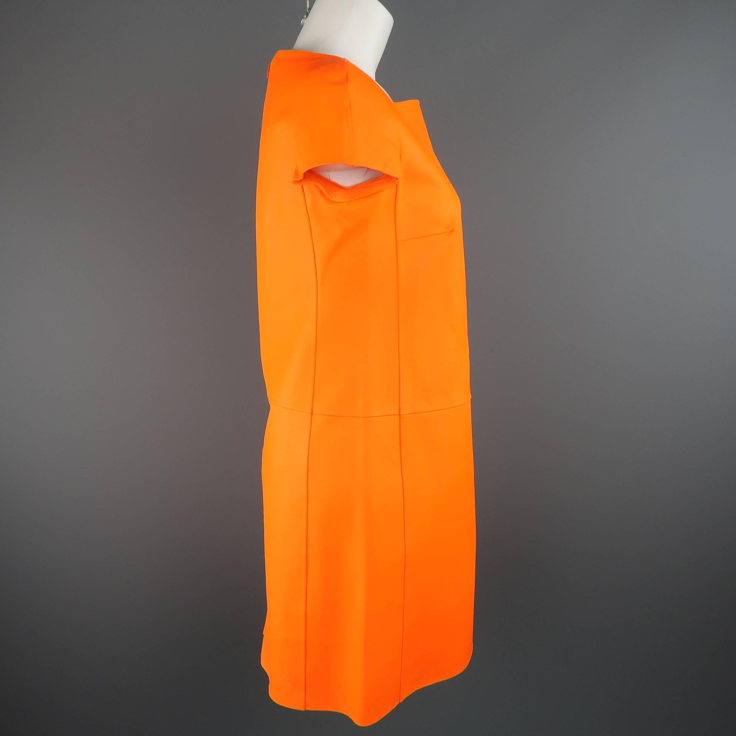 Ralph Lauren Neon Orange Leather A Line Dress, Spring 2014 Runway 2