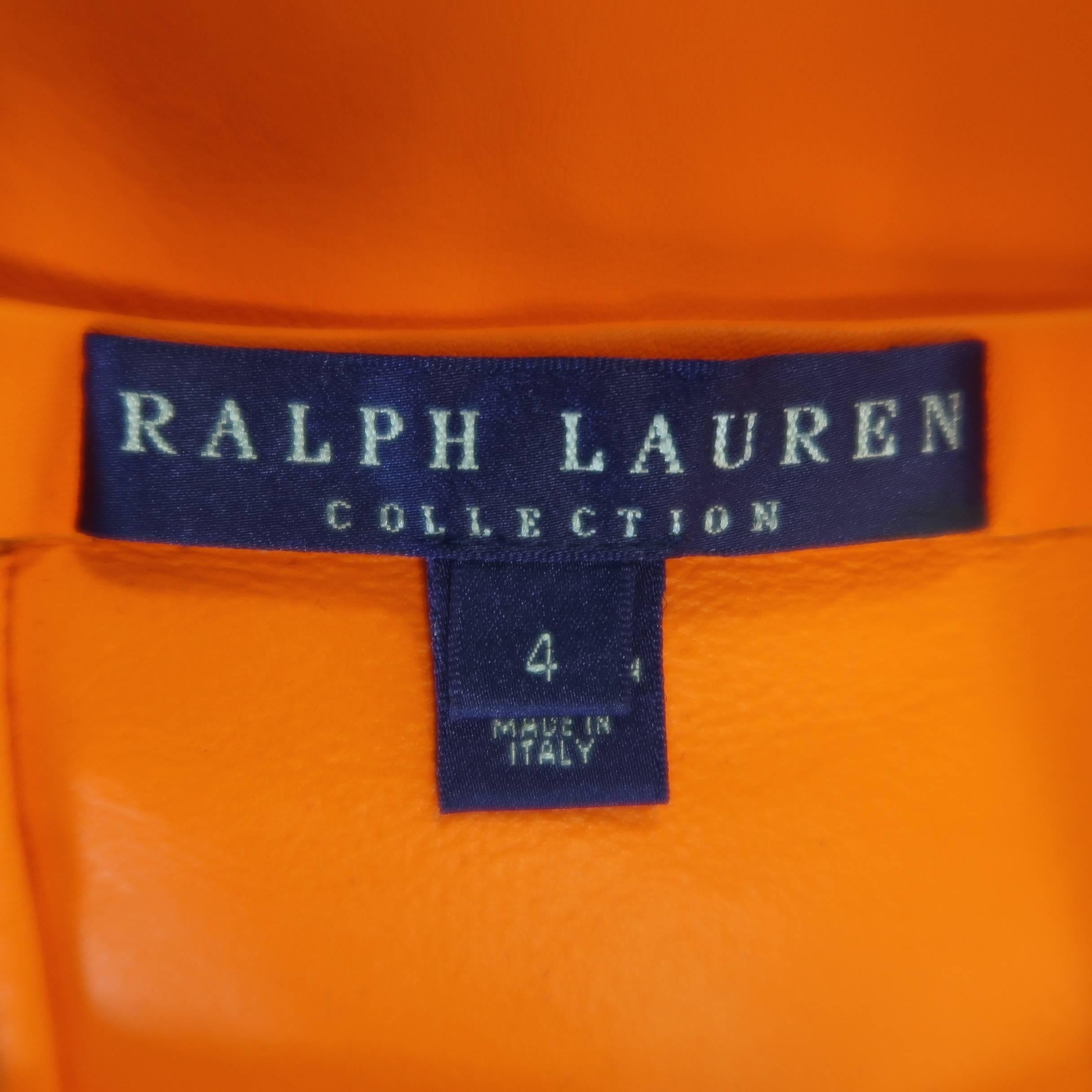 Ralph Lauren Neon Orange Leather A Line Dress, Spring 2014 Runway 6