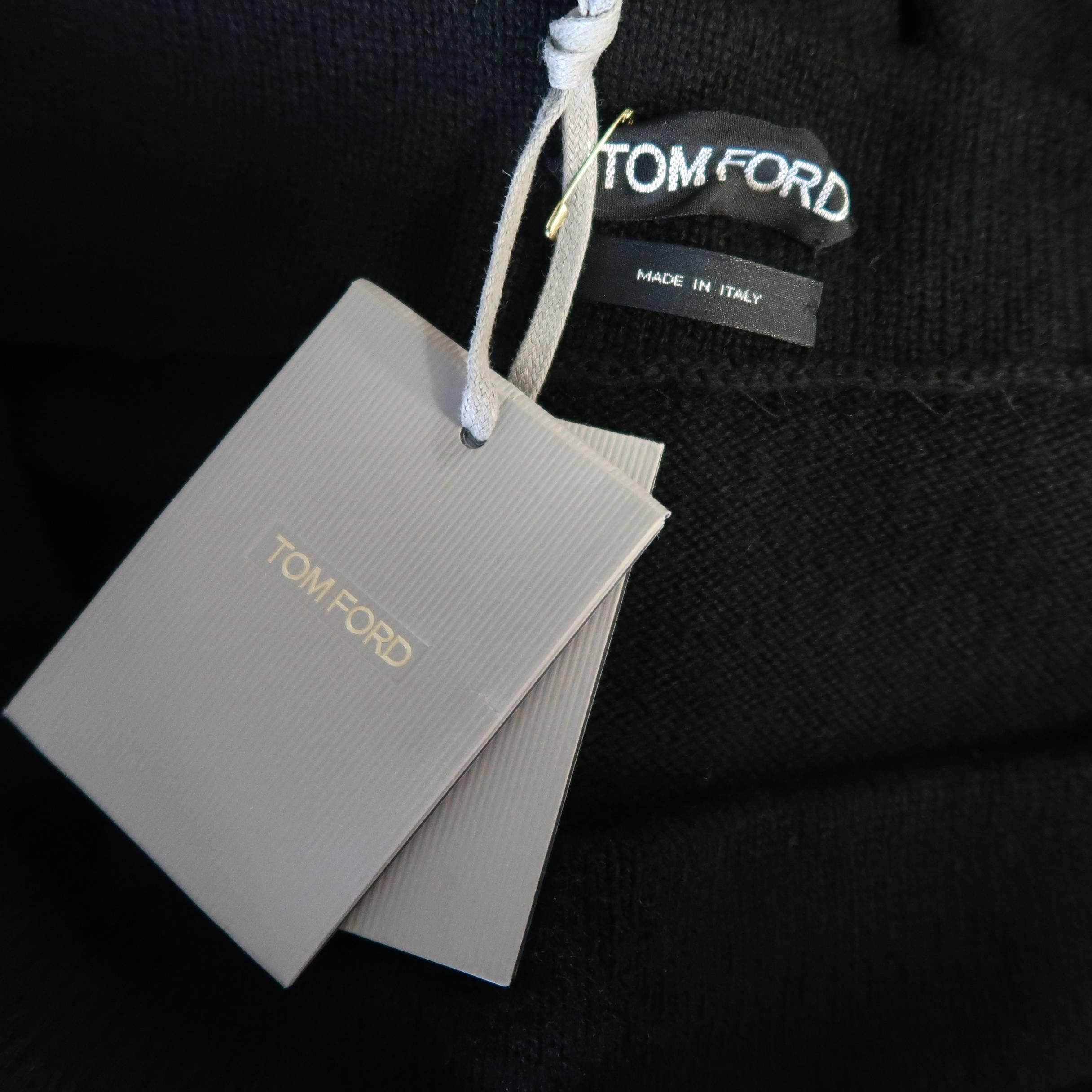 TOM FORD Size M Black Cashmere Asymmetrical Off Shoulder Slouch Dress 2