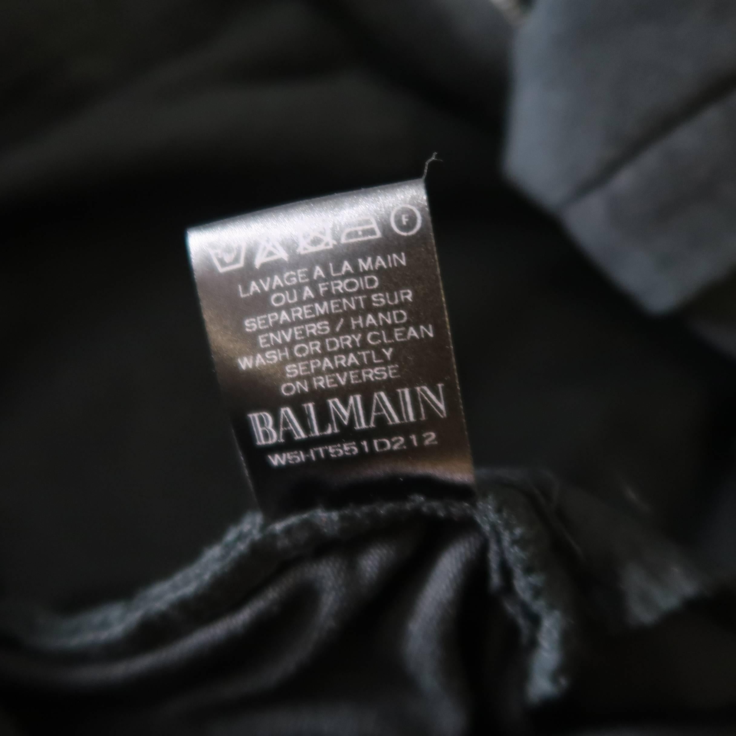Men's BALMAIN Size 32 Black Coated Crease Cotton Blend Moto Jeans 5
