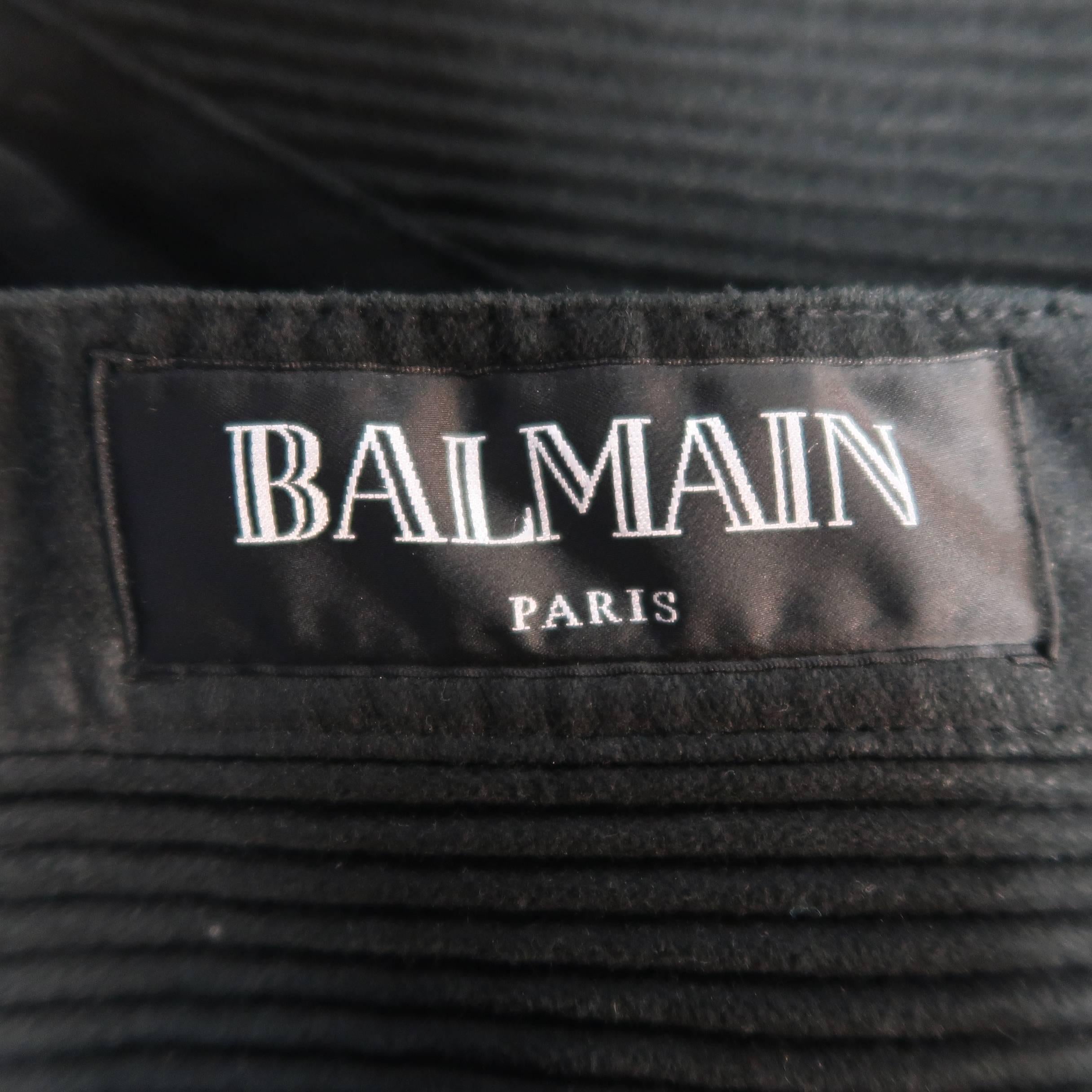 Men's BALMAIN Size 32 Black Coated Crease Cotton Blend Moto Jeans 6