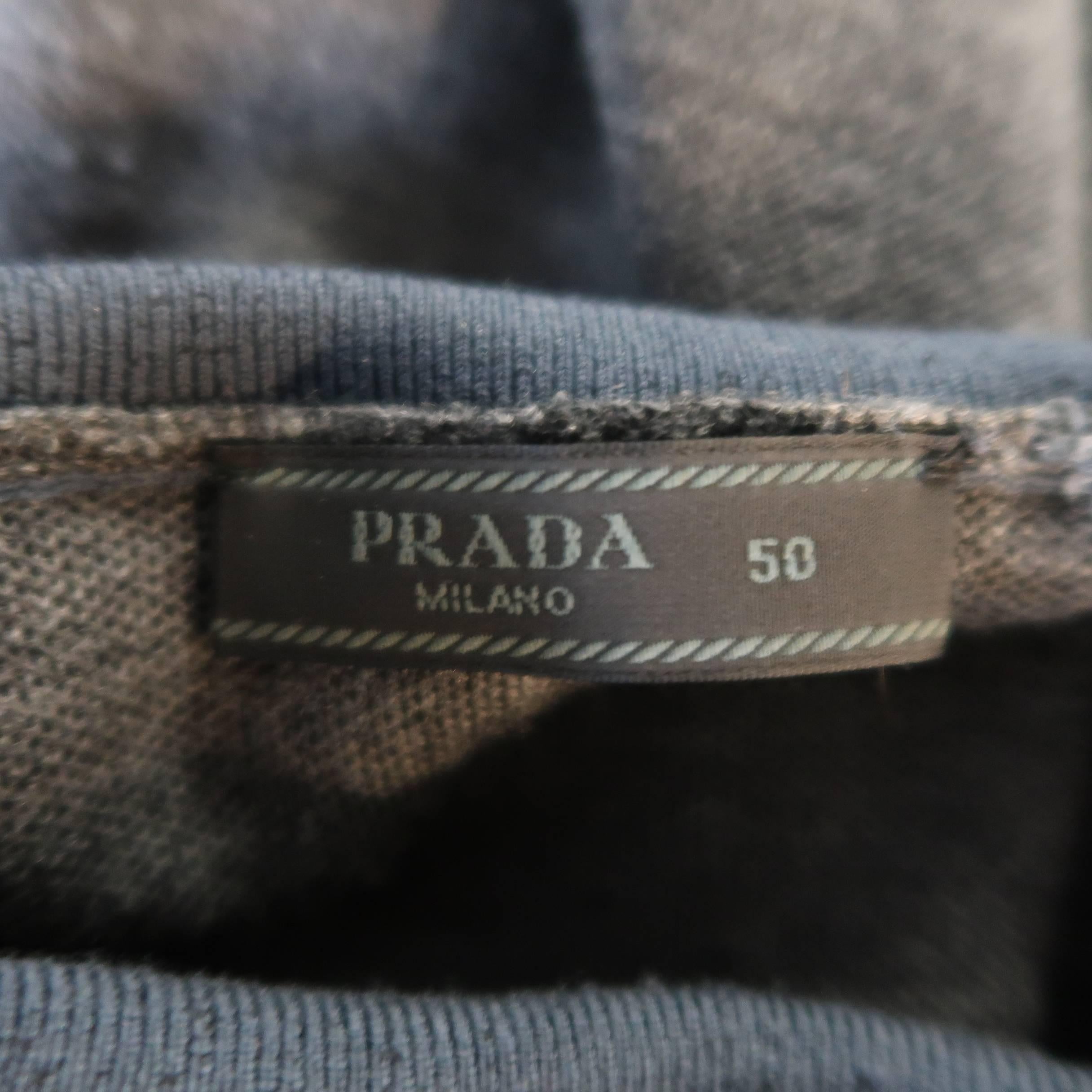 Men's PRADA Size M Gray Black & Teal Color Block Wool Turtleneck