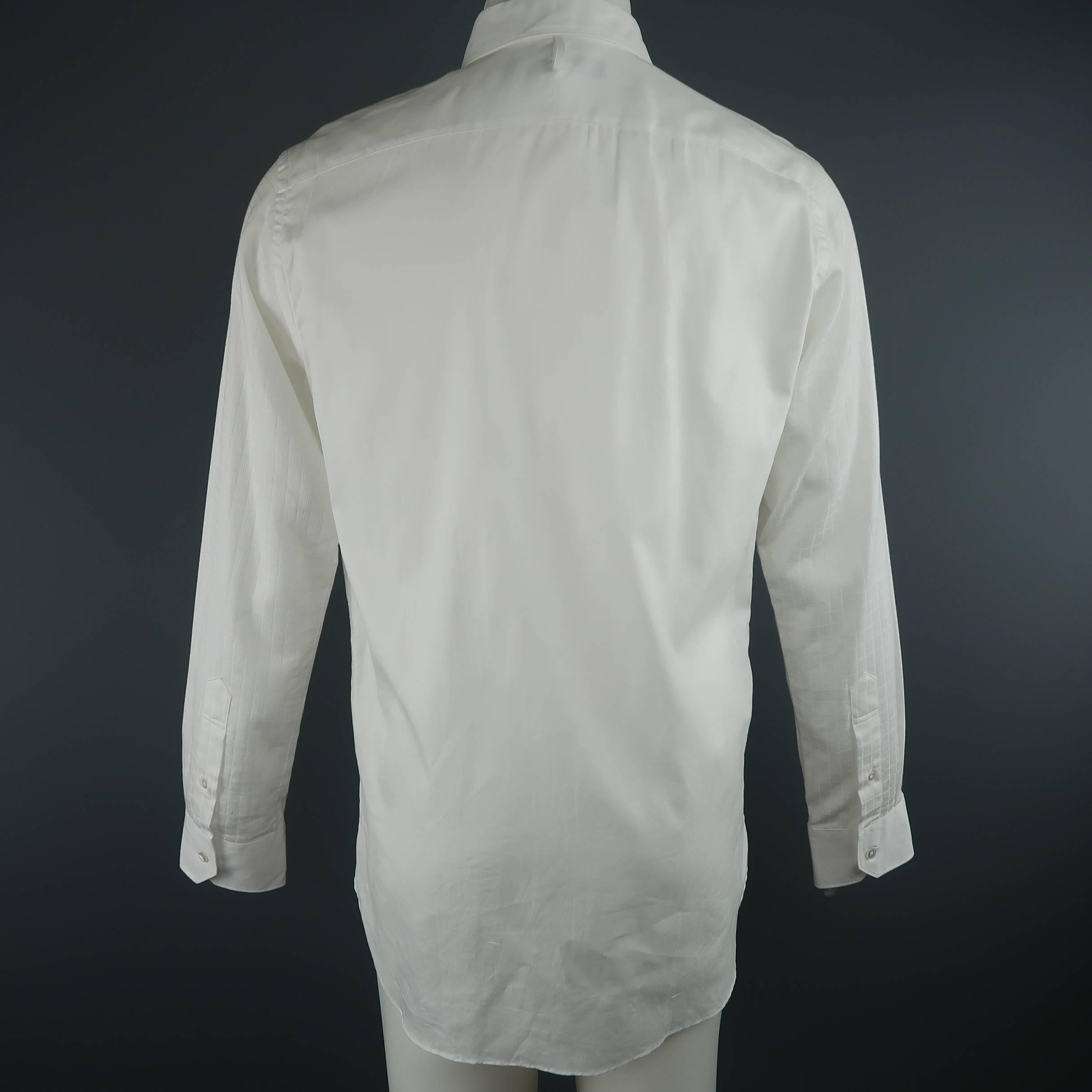 Men's JUNYA WATANABE Size XL White Grid Cotton Long Sleeve Shirt 2