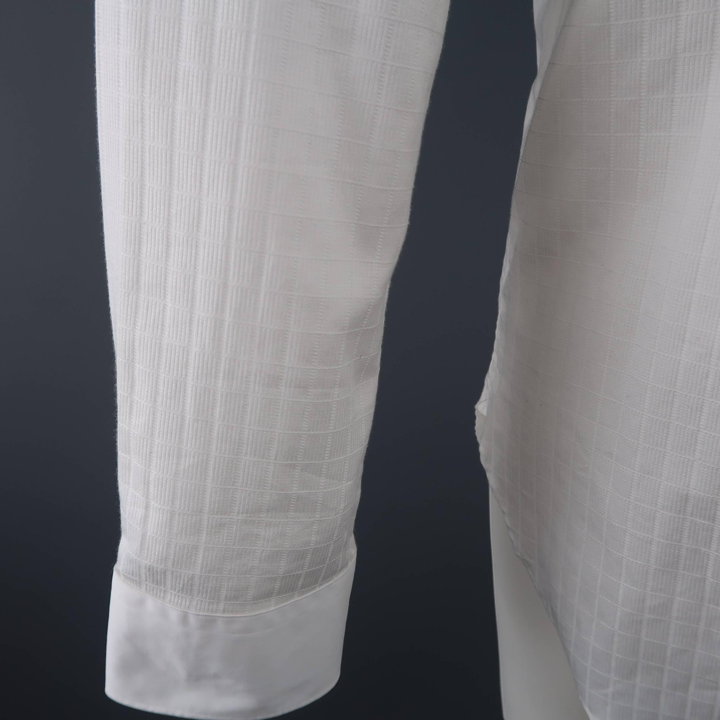 Men's JUNYA WATANABE Size XL White Grid Cotton Long Sleeve Shirt 1