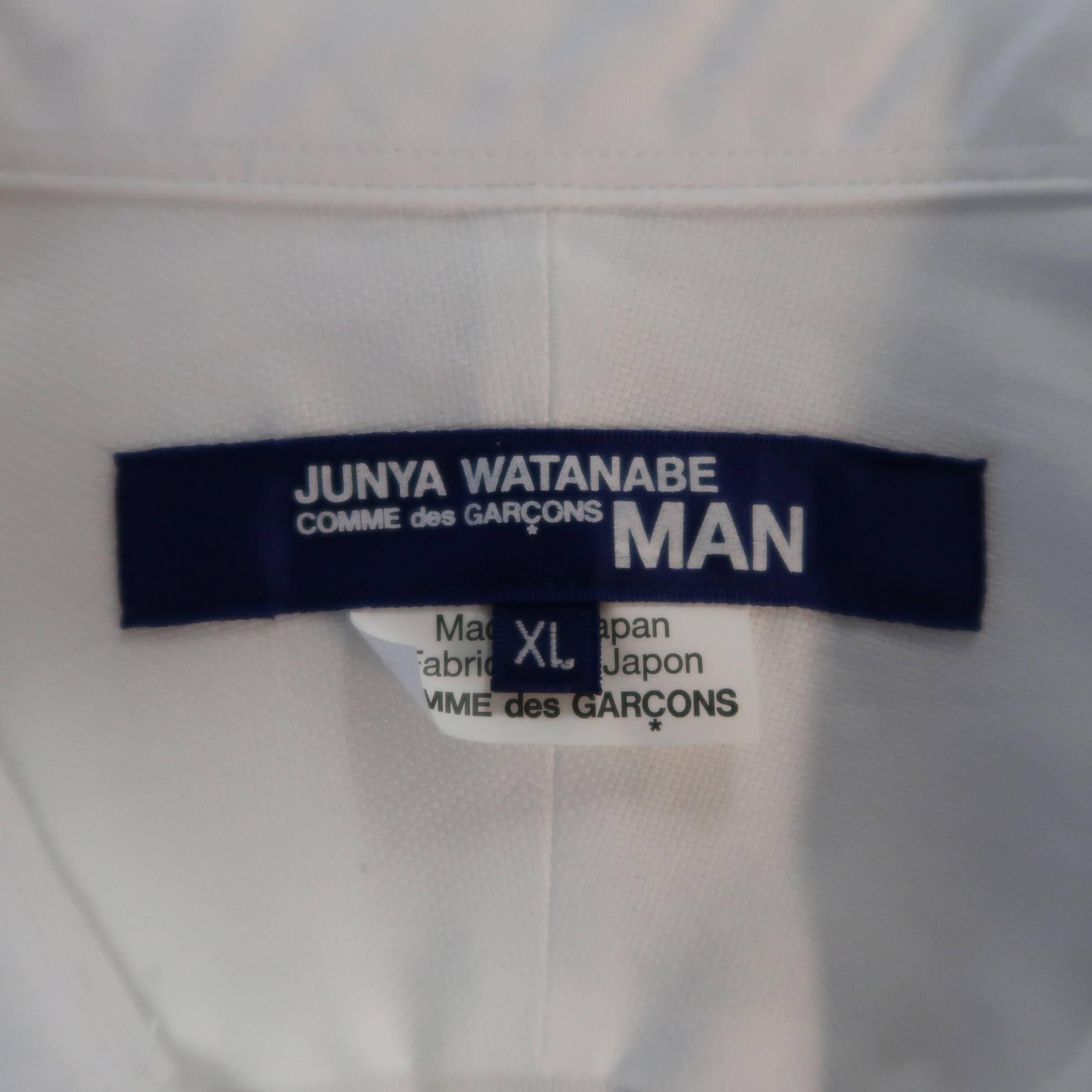Men's JUNYA WATANABE Size XL White Grid Cotton Long Sleeve Shirt 4