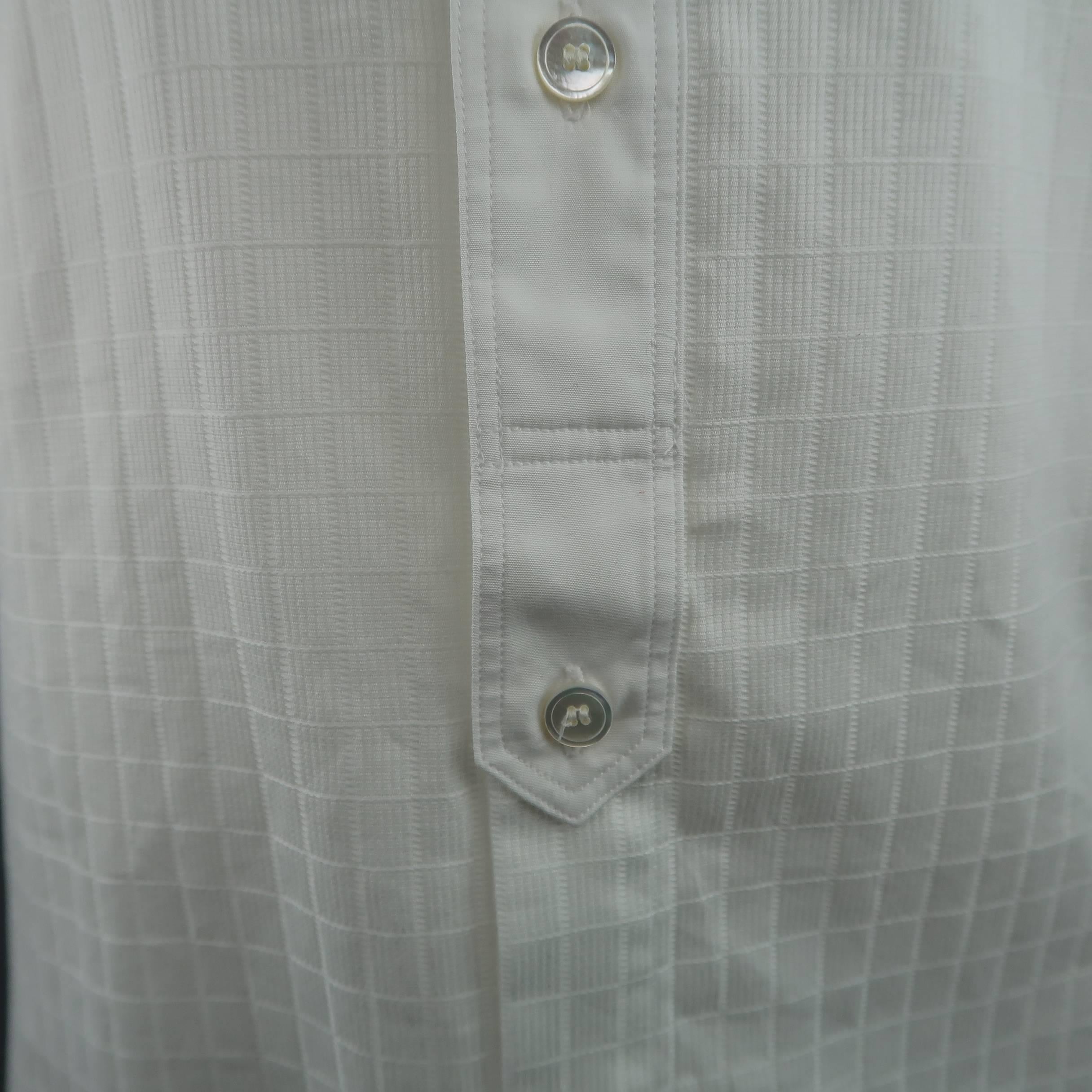 Men's JUNYA WATANABE Size XL White Grid Cotton Long Sleeve Shirt In Excellent Condition In San Francisco, CA