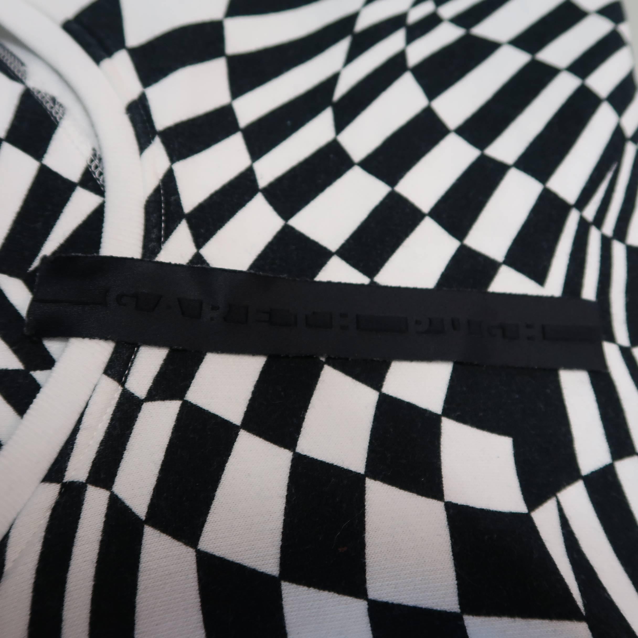 GARETH PUGH Size S Black & White Geometric Checkered Jersey Pullover Sweatshirt 2