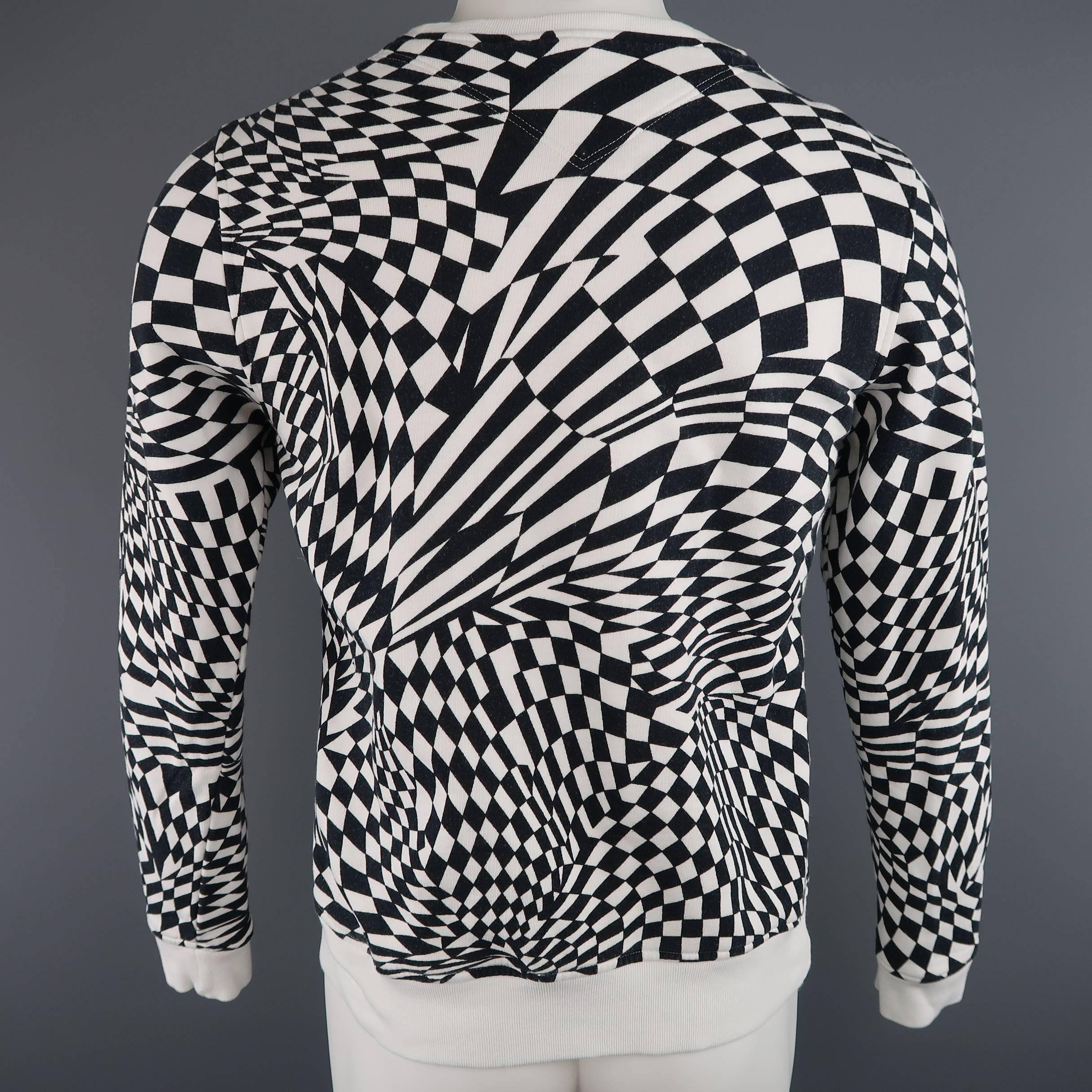 Women's or Men's GARETH PUGH Size S Black & White Geometric Checkered Jersey Pullover Sweatshirt