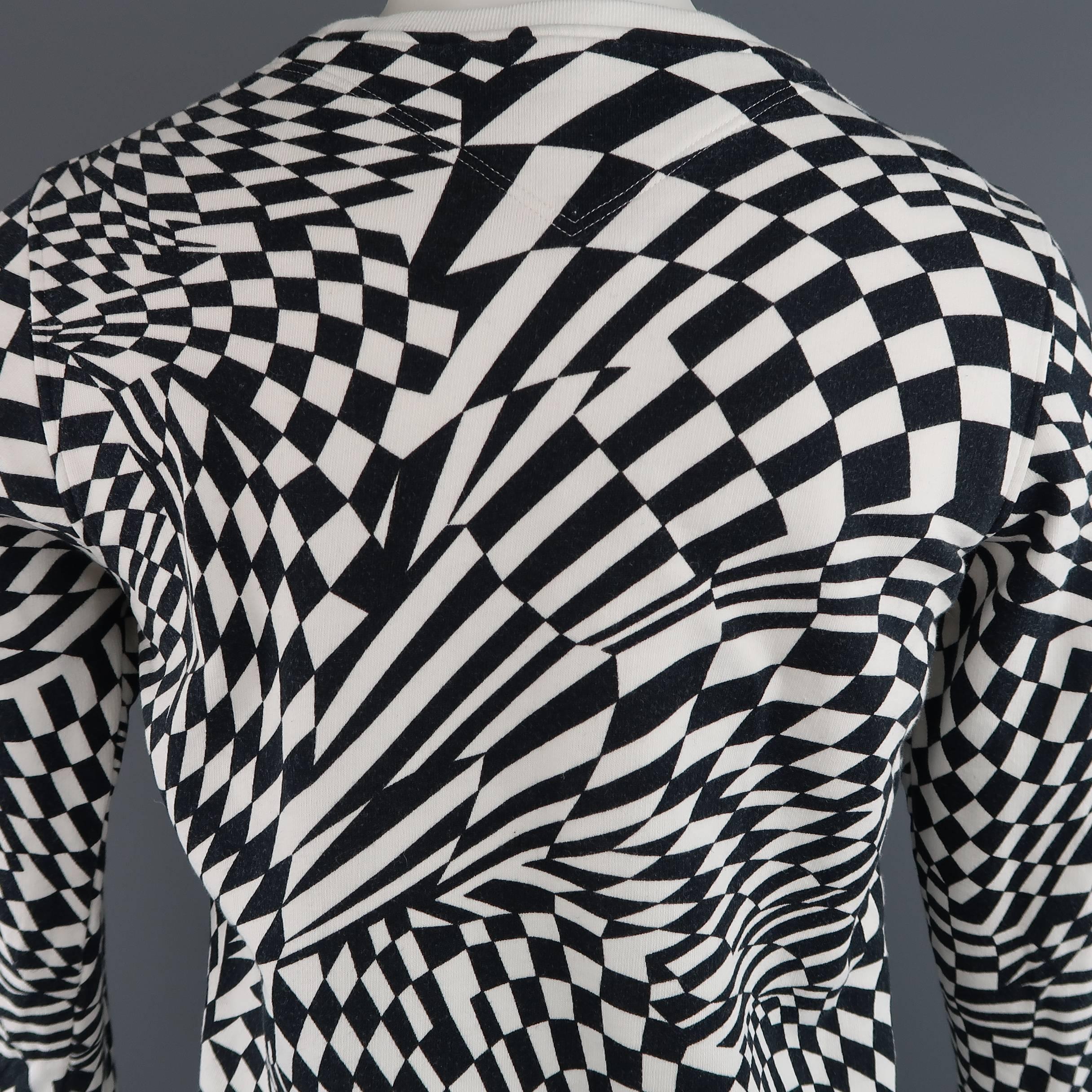 GARETH PUGH Size S Black & White Geometric Checkered Jersey Pullover Sweatshirt 1