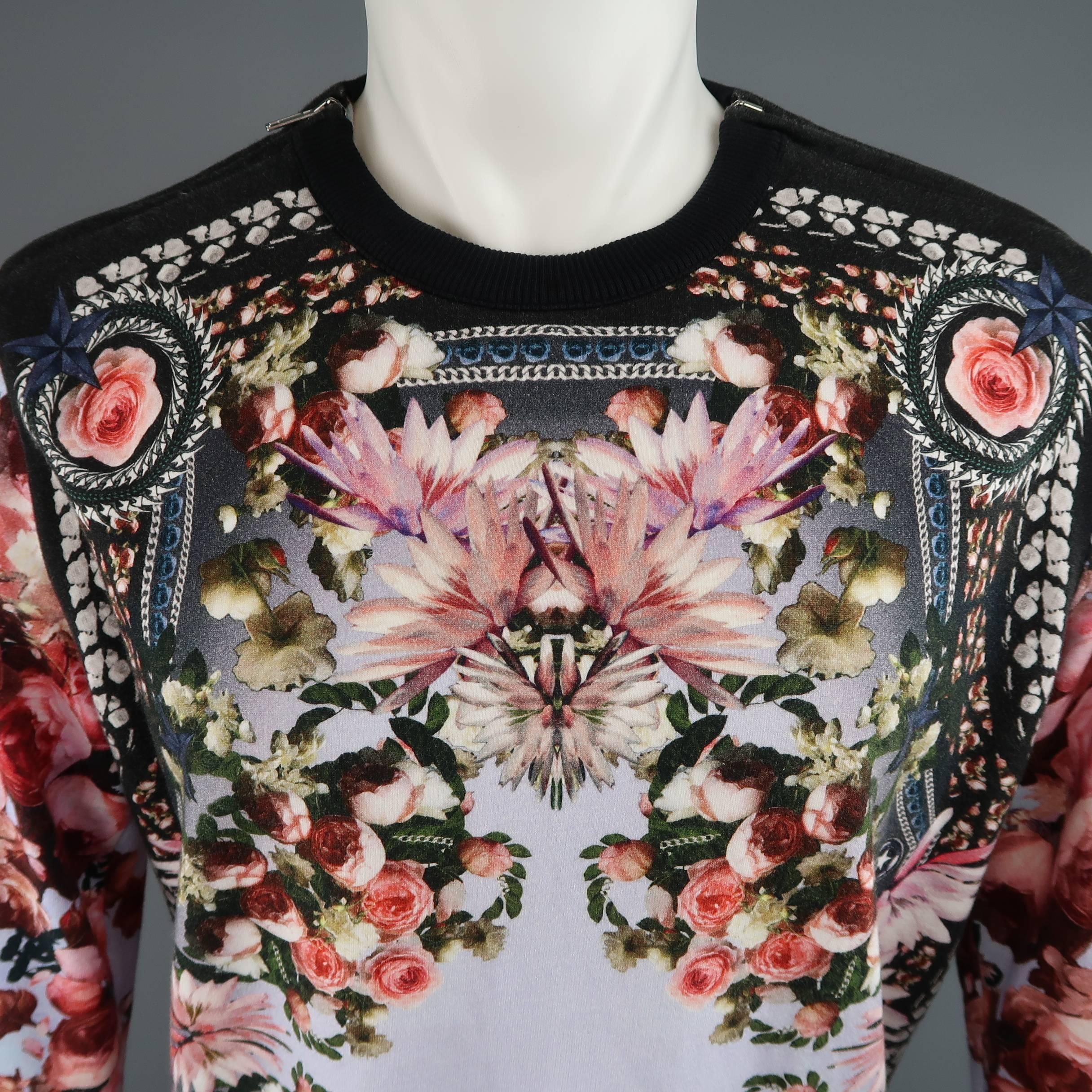 Floral Print Jersey Zip Sweatshirt 